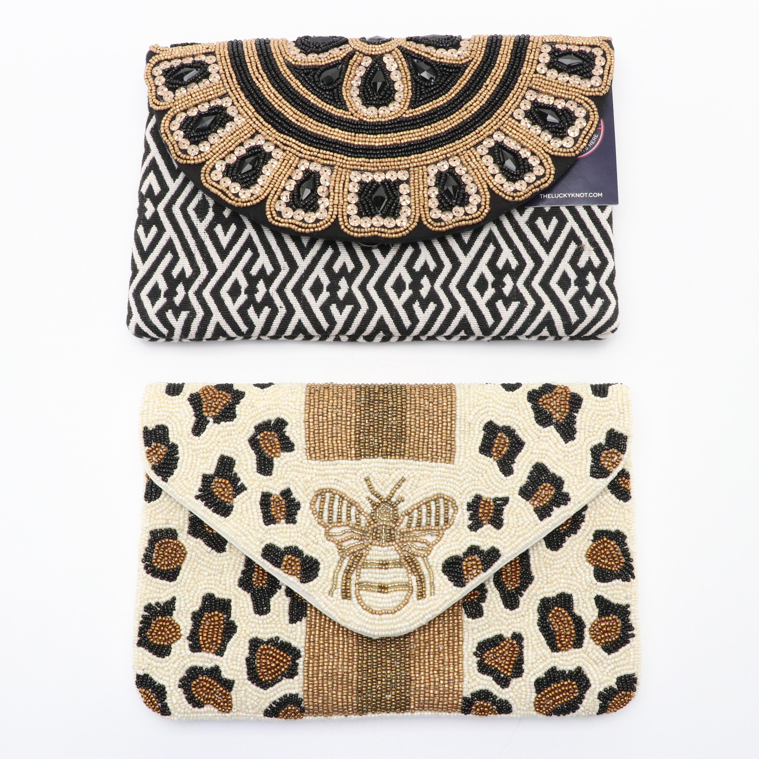 Tommy Bahama Woven Raffia/Suede Clutch with Other Beaded Two-Way Bags