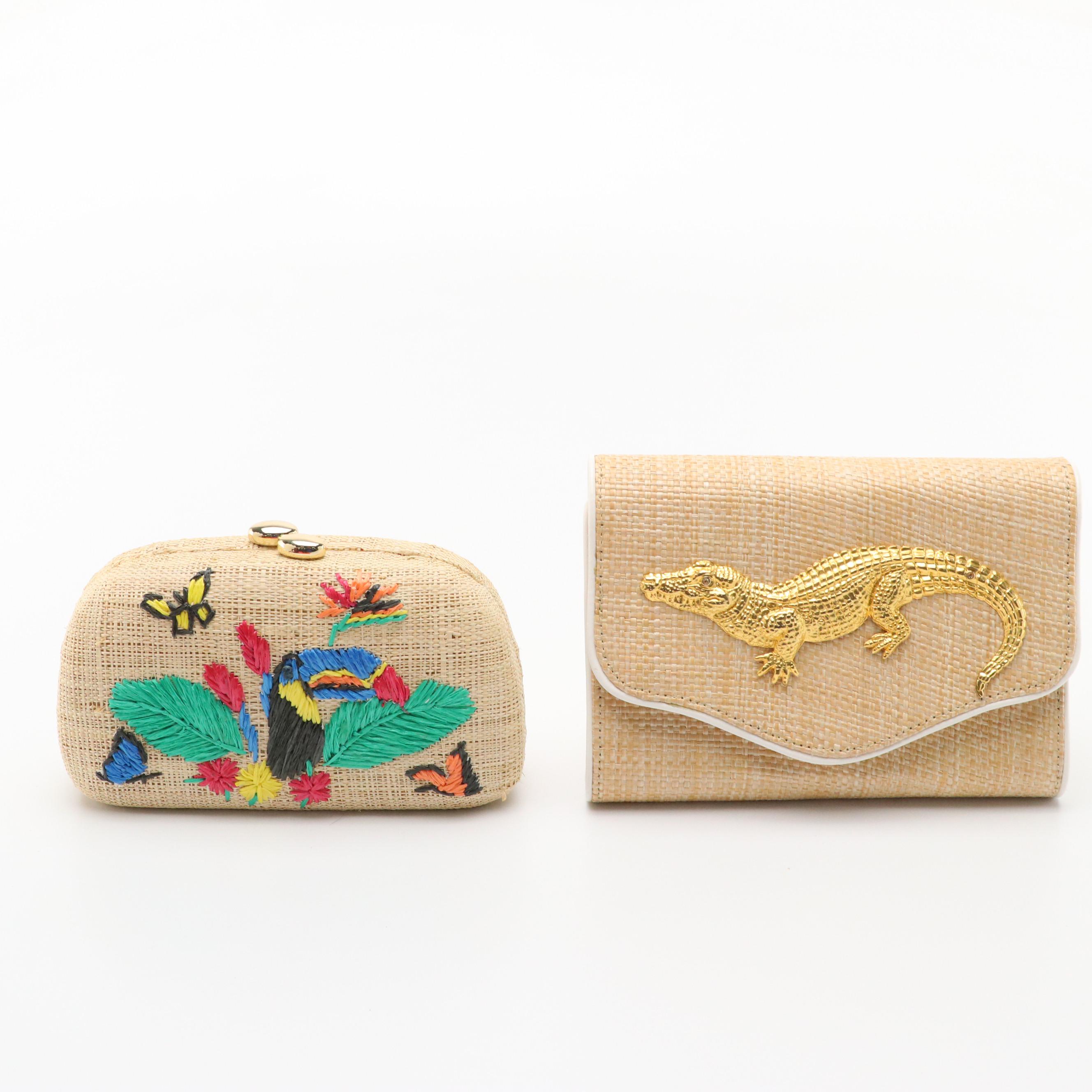 Minooy Naya Leather Crossbody, Serpui Josephine Embroidered Straw Clutch, More