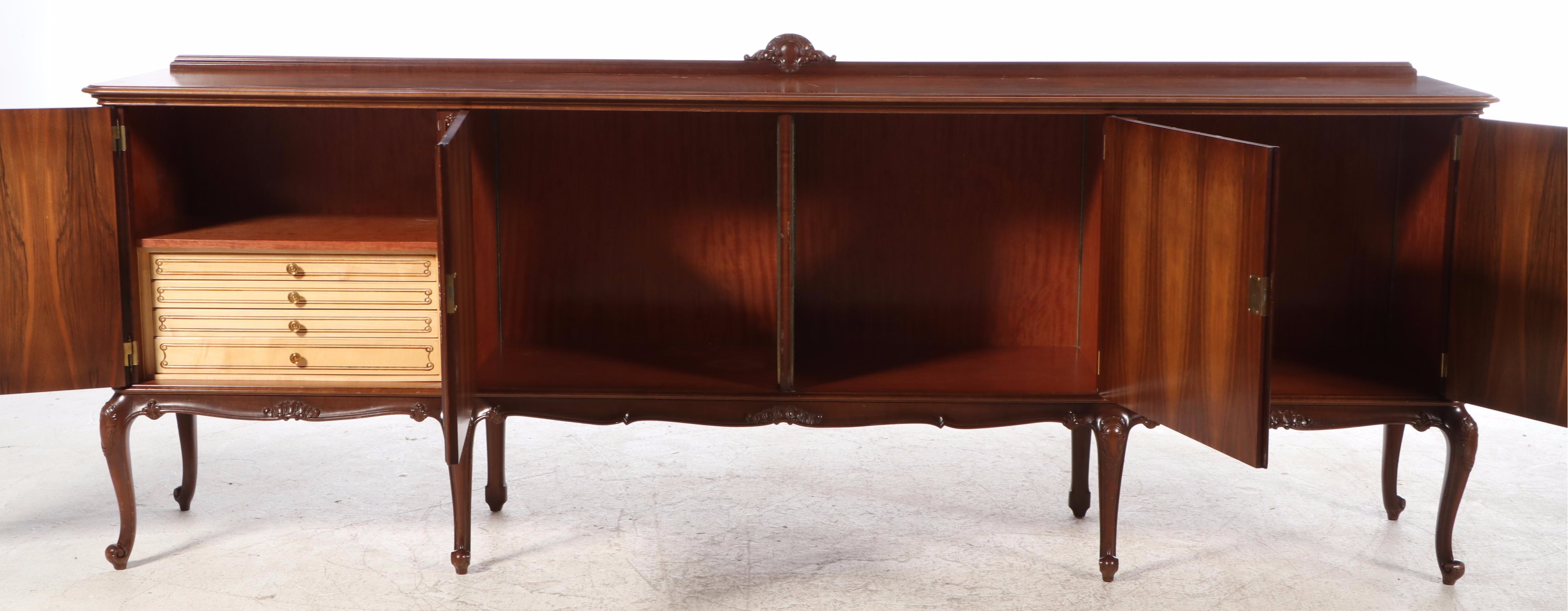 Uyttenhove Belgian Rococo Style Mixed Wood Sideboard, Mid to Late 20th Century