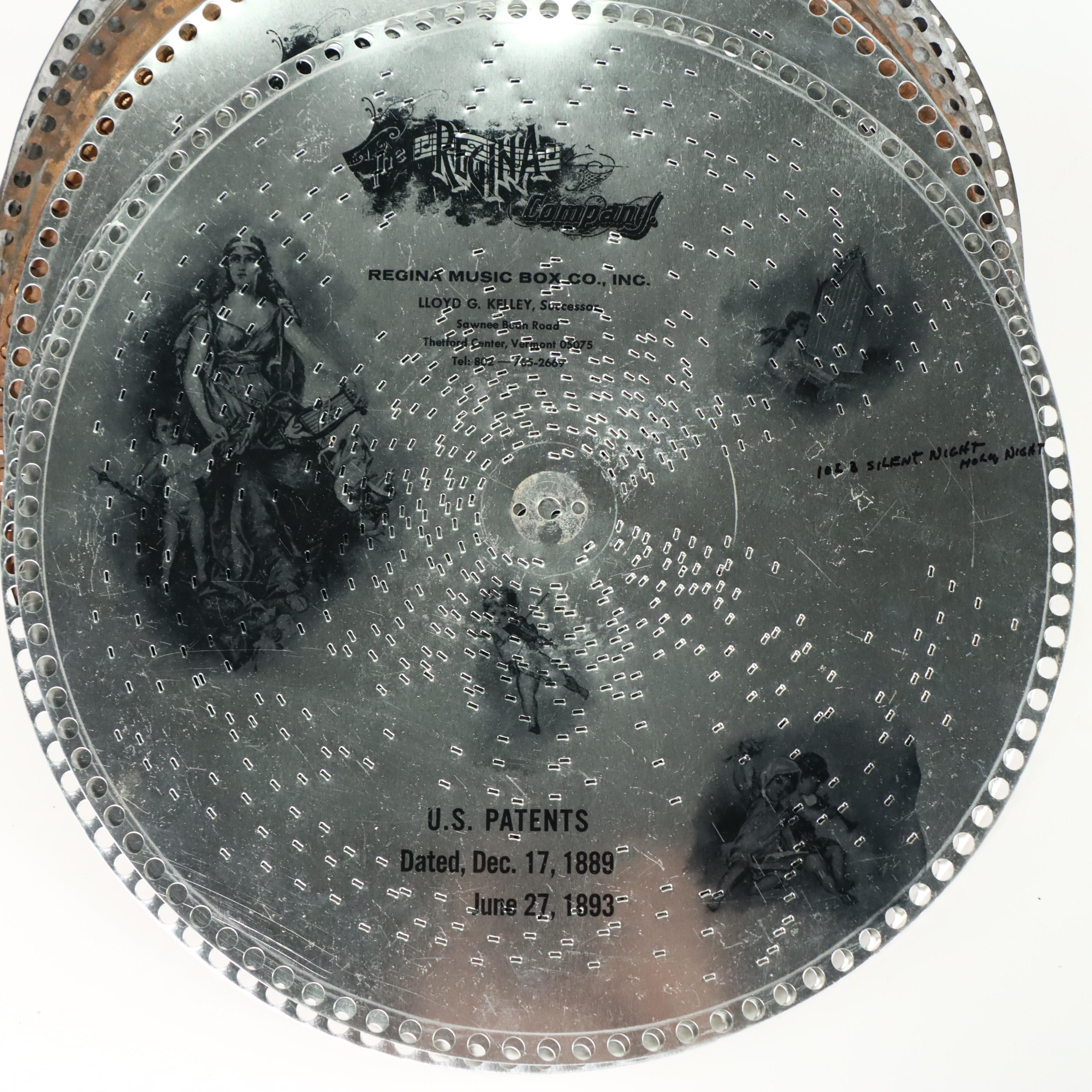 Regina Music Box Co. Finished Wood Disc Music Box with 15.5" Metal Discs