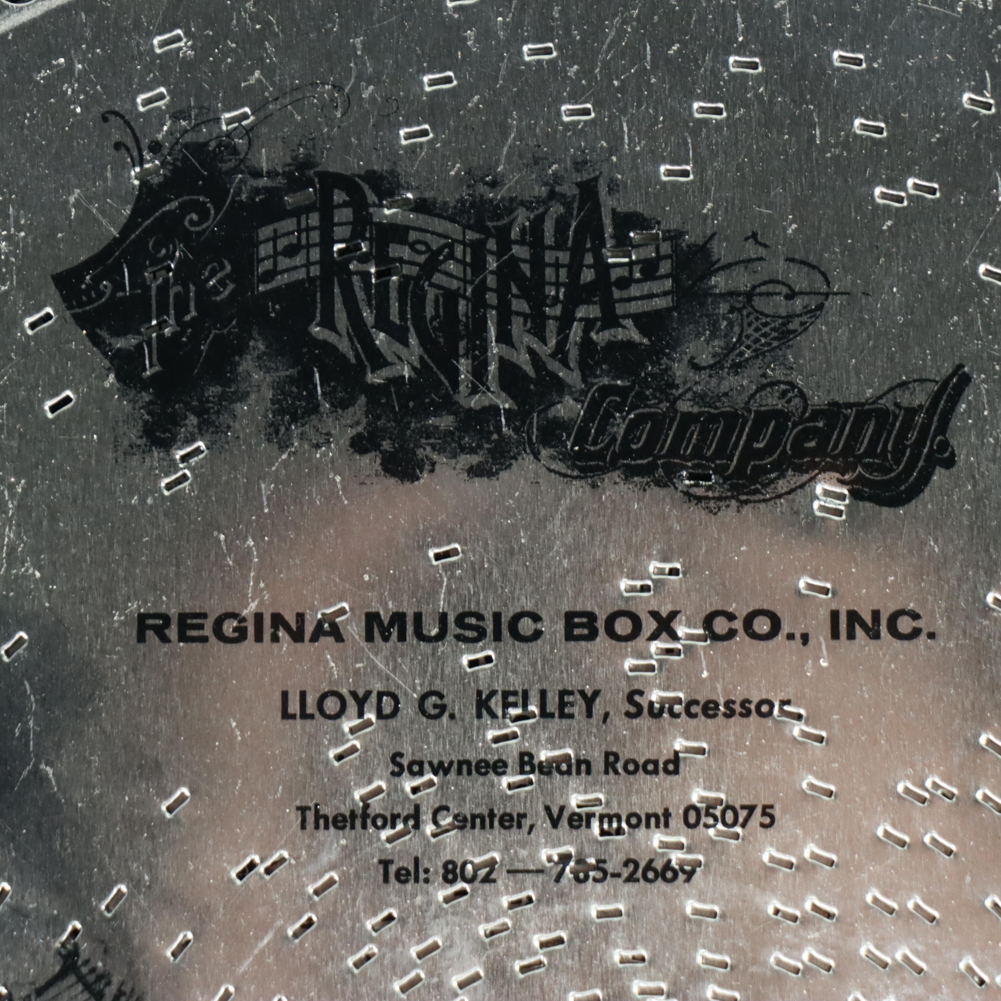 Regina Music Box Co. Finished Wood Disc Music Box with 15.5" Metal Discs