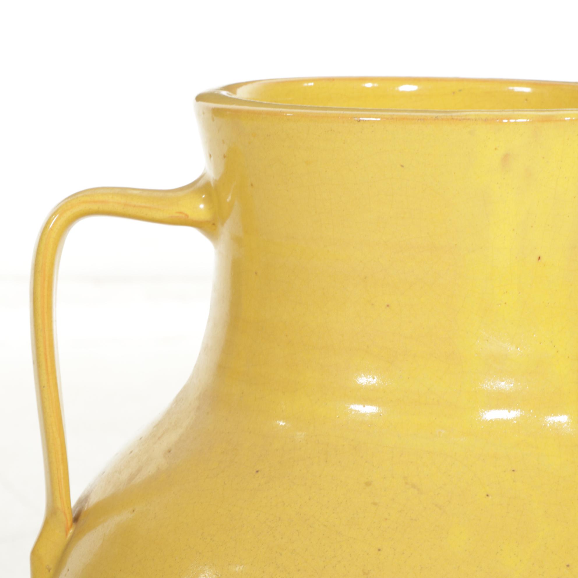 Yellow Glazed Ceramic Jug Floor Vase