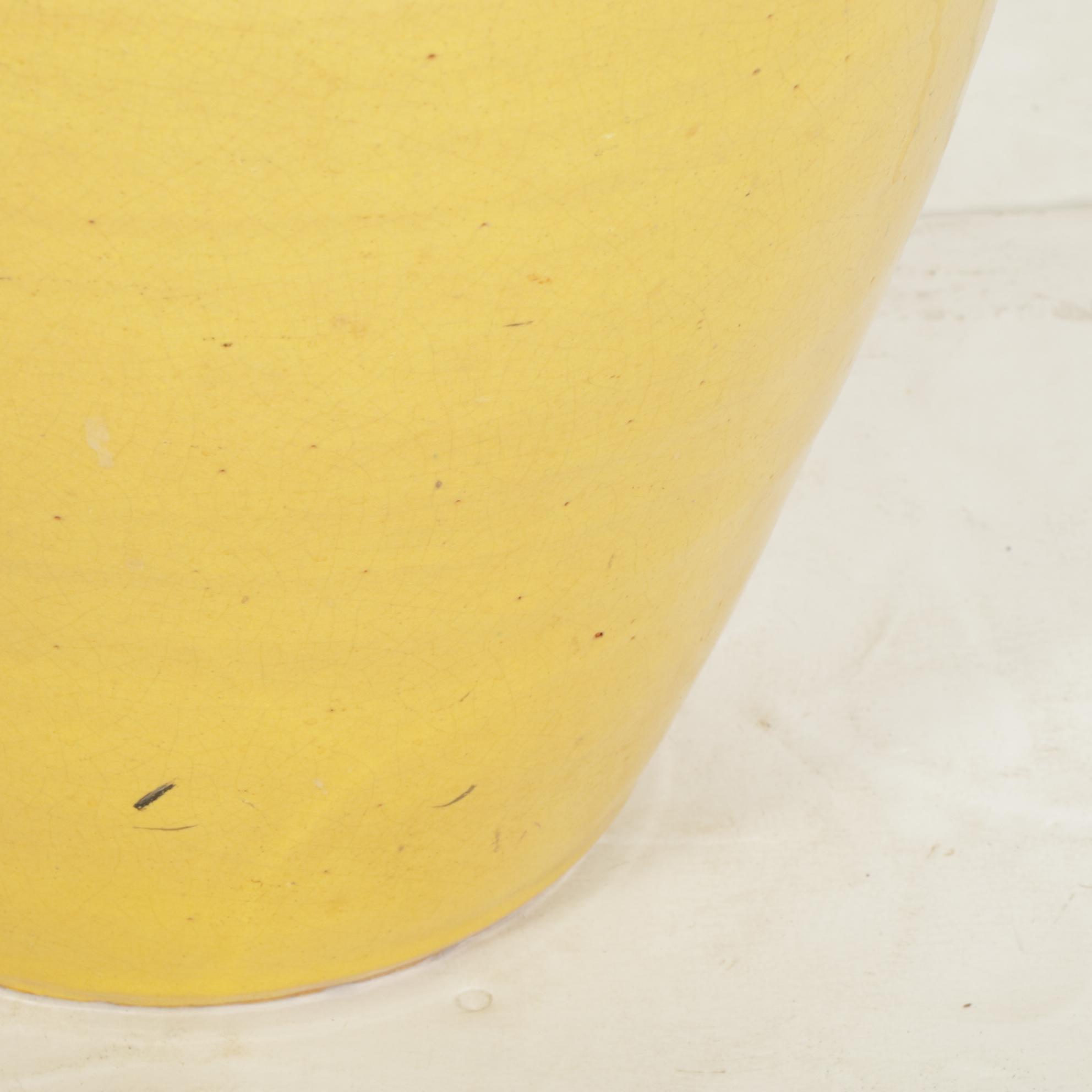Yellow Glazed Ceramic Jug Floor Vase