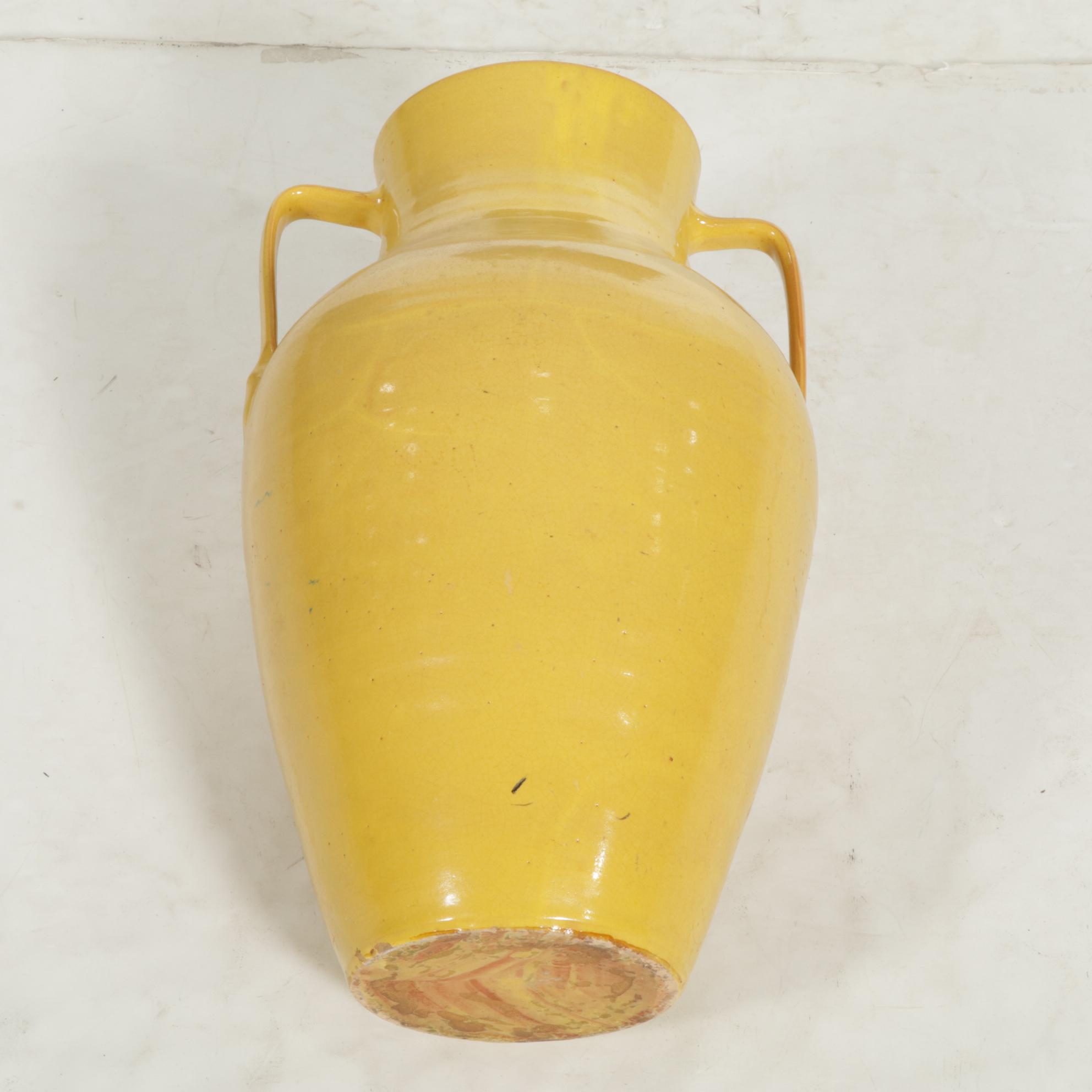 Yellow Glazed Ceramic Jug Floor Vase