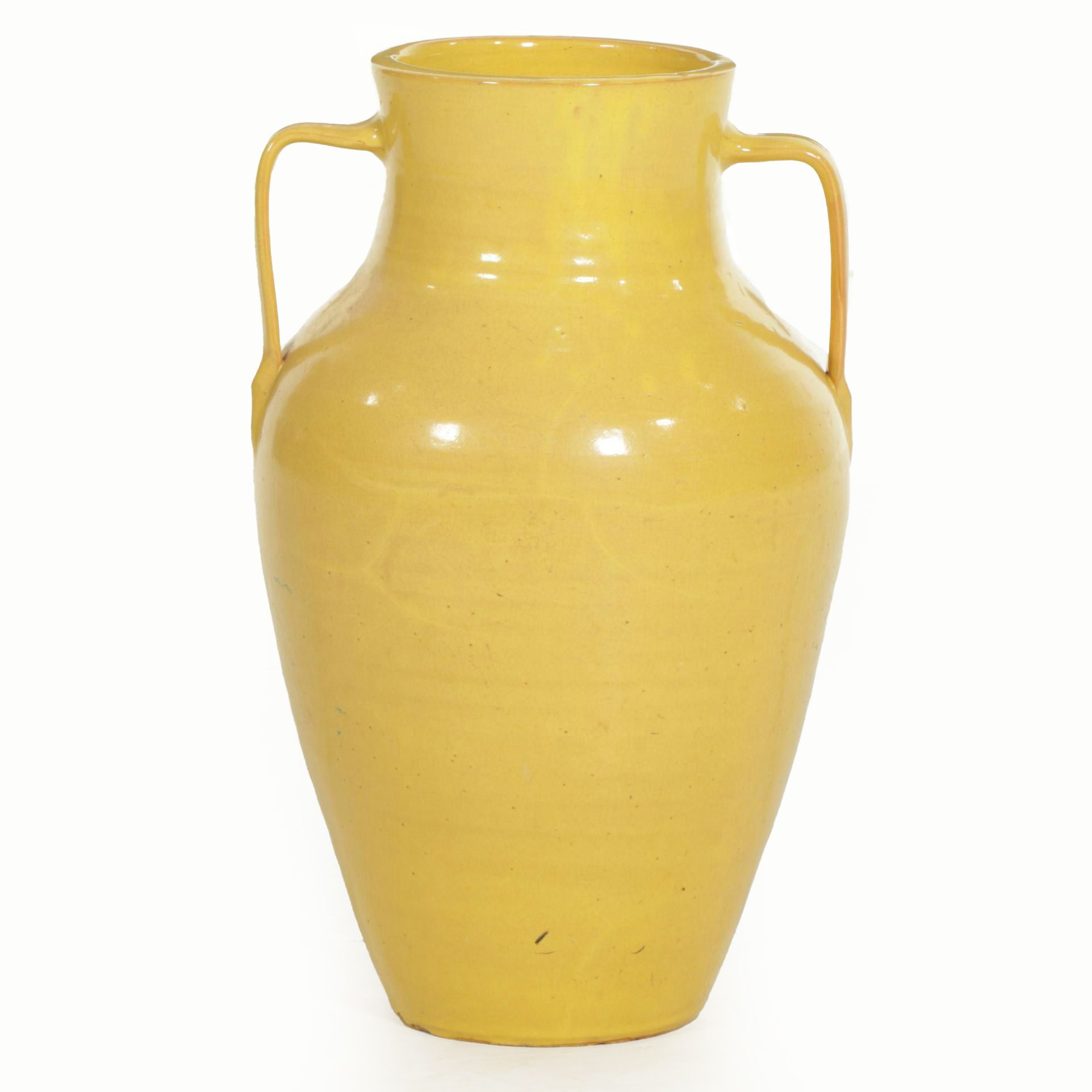 Yellow Glazed Ceramic Jug Floor Vase