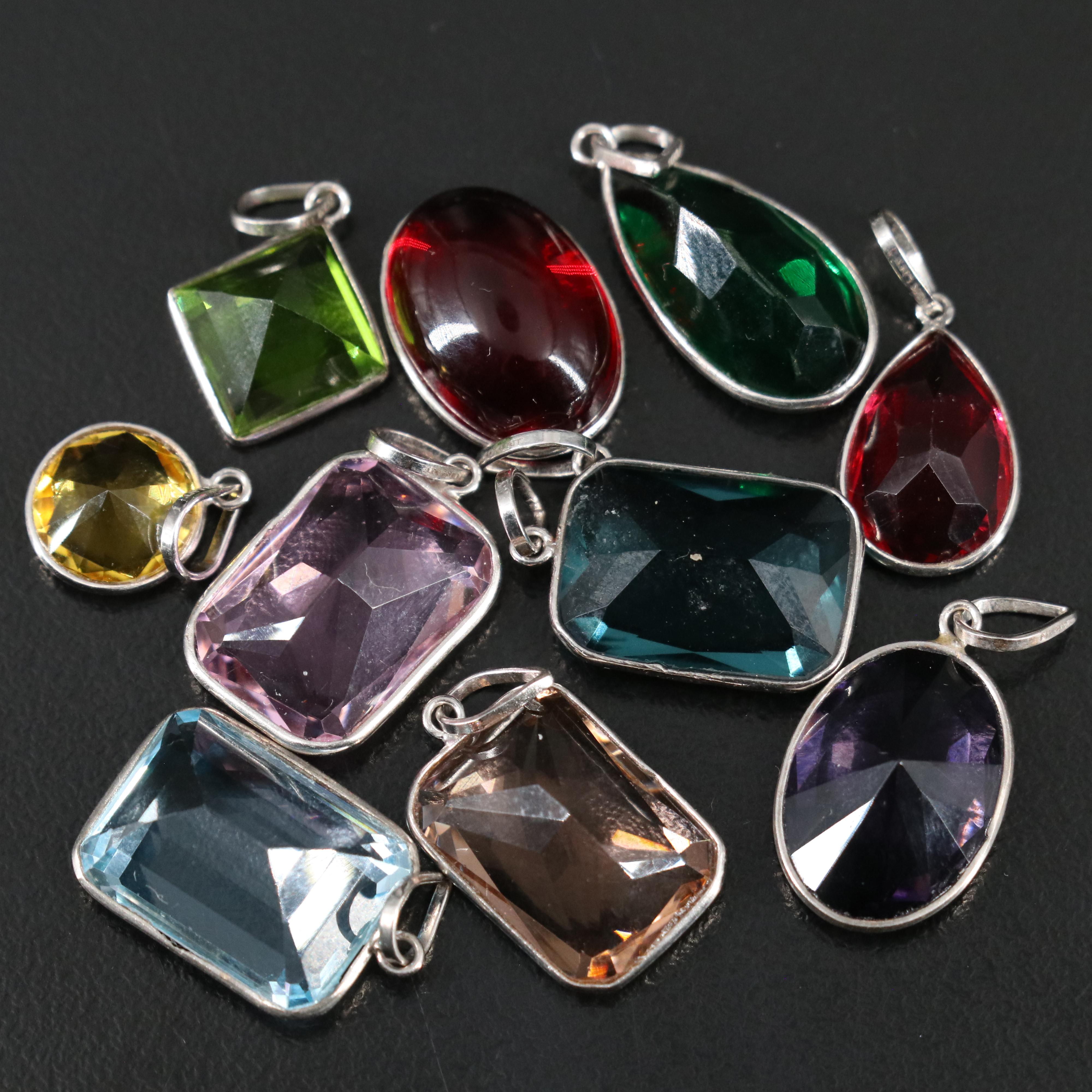 23 Silver Plated Bracelets, Rings, and Pendants With Glass Stones