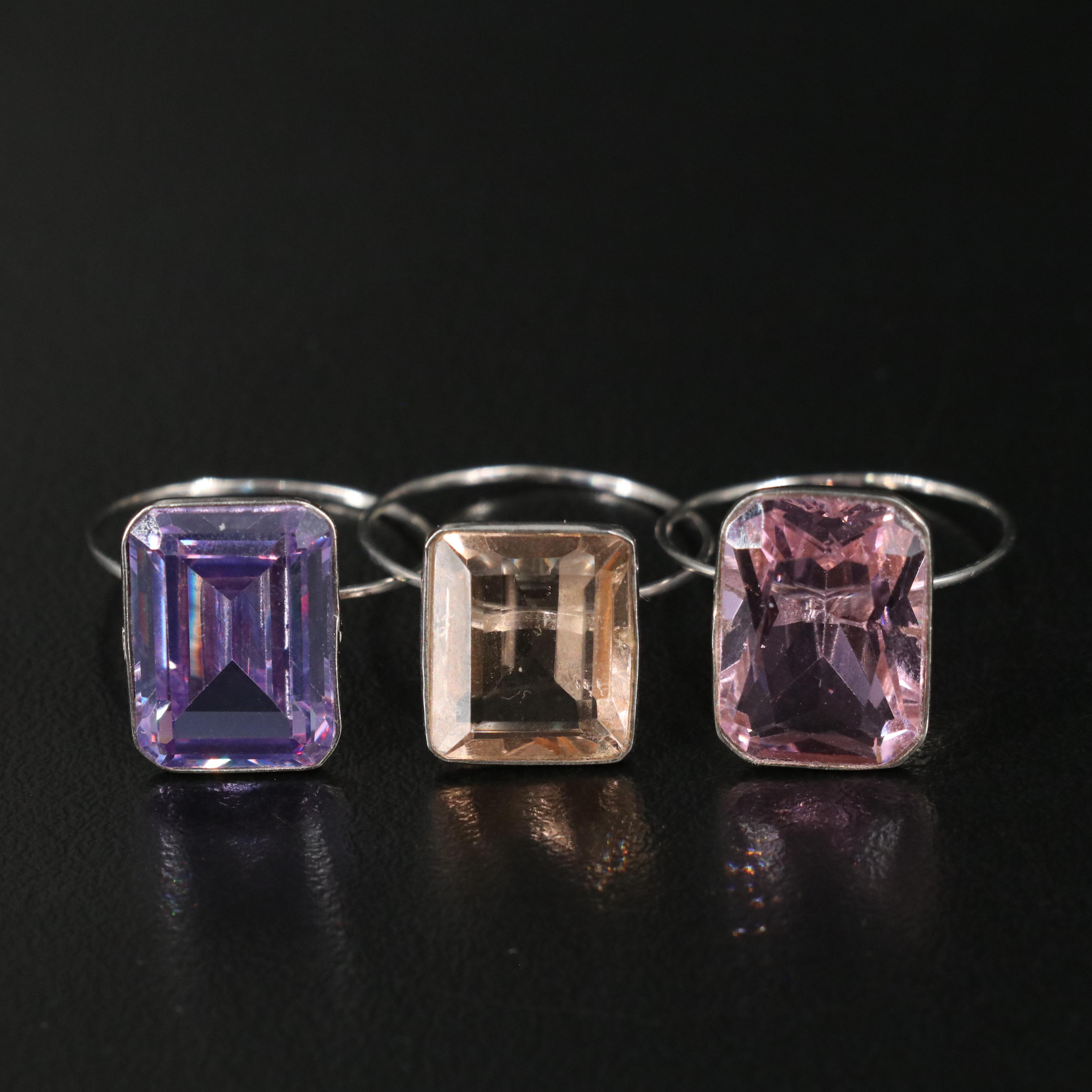 23 Silver Plated Bracelets, Rings, and Pendants With Glass Stones