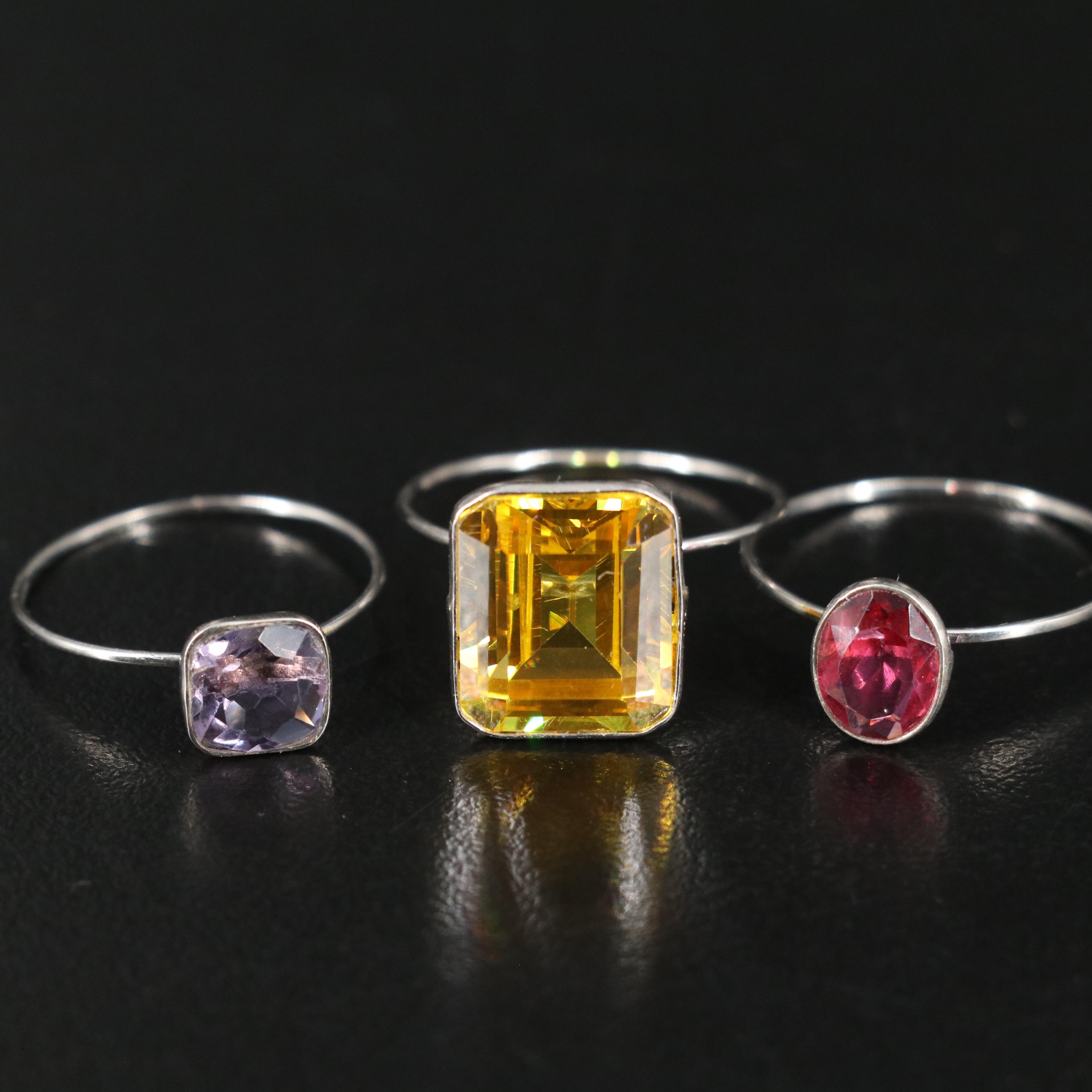 23 Silver Plated Bracelets, Rings, and Pendants With Glass Stones