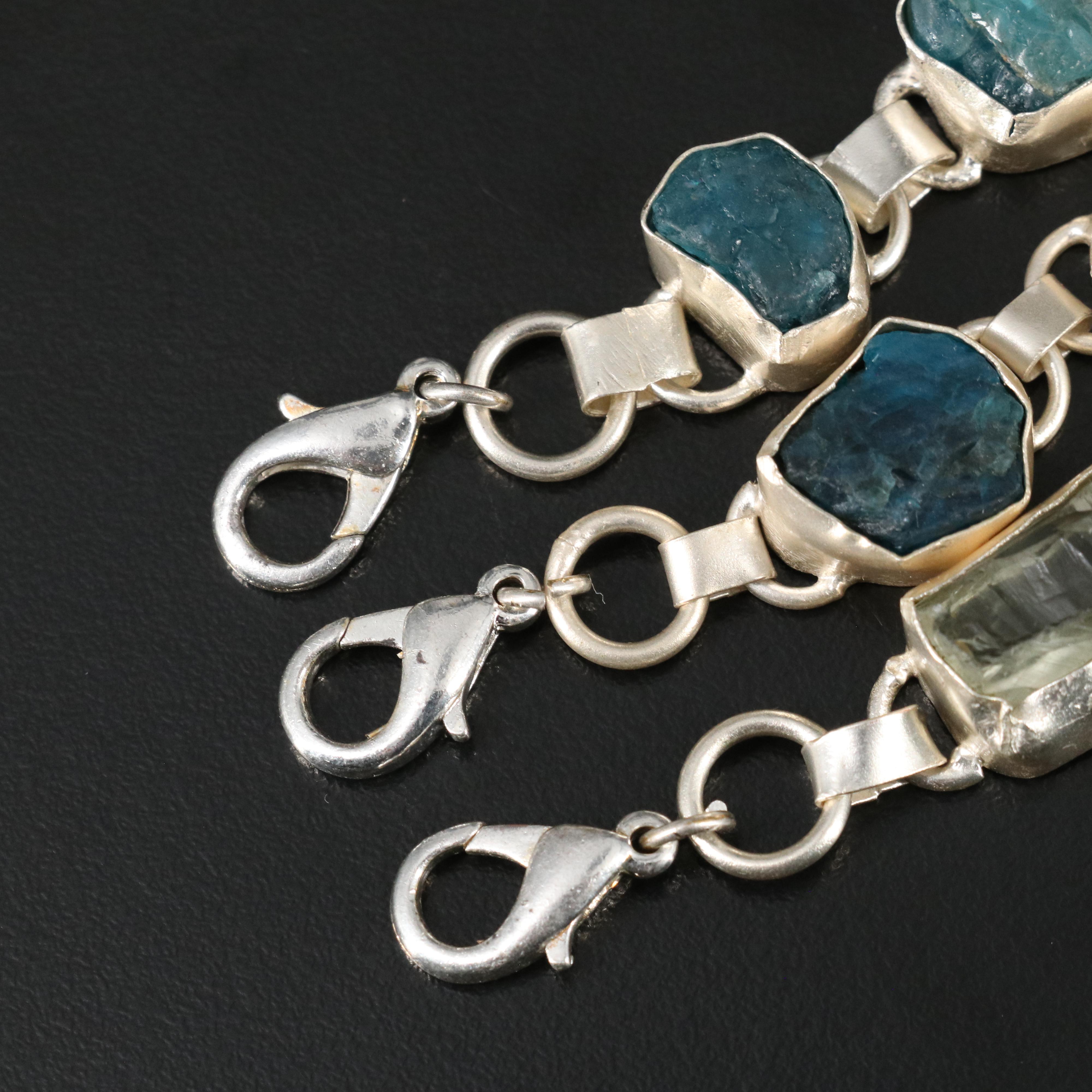 23 Silver Plated Bracelets, Rings, and Pendants With Glass Stones