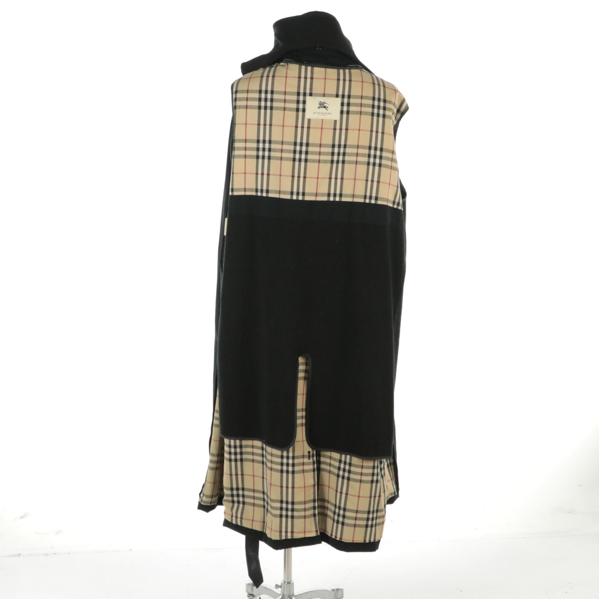 Men's Burberry Black Wool/Camel Hair Lawrence Overcoat with Detachable Lining