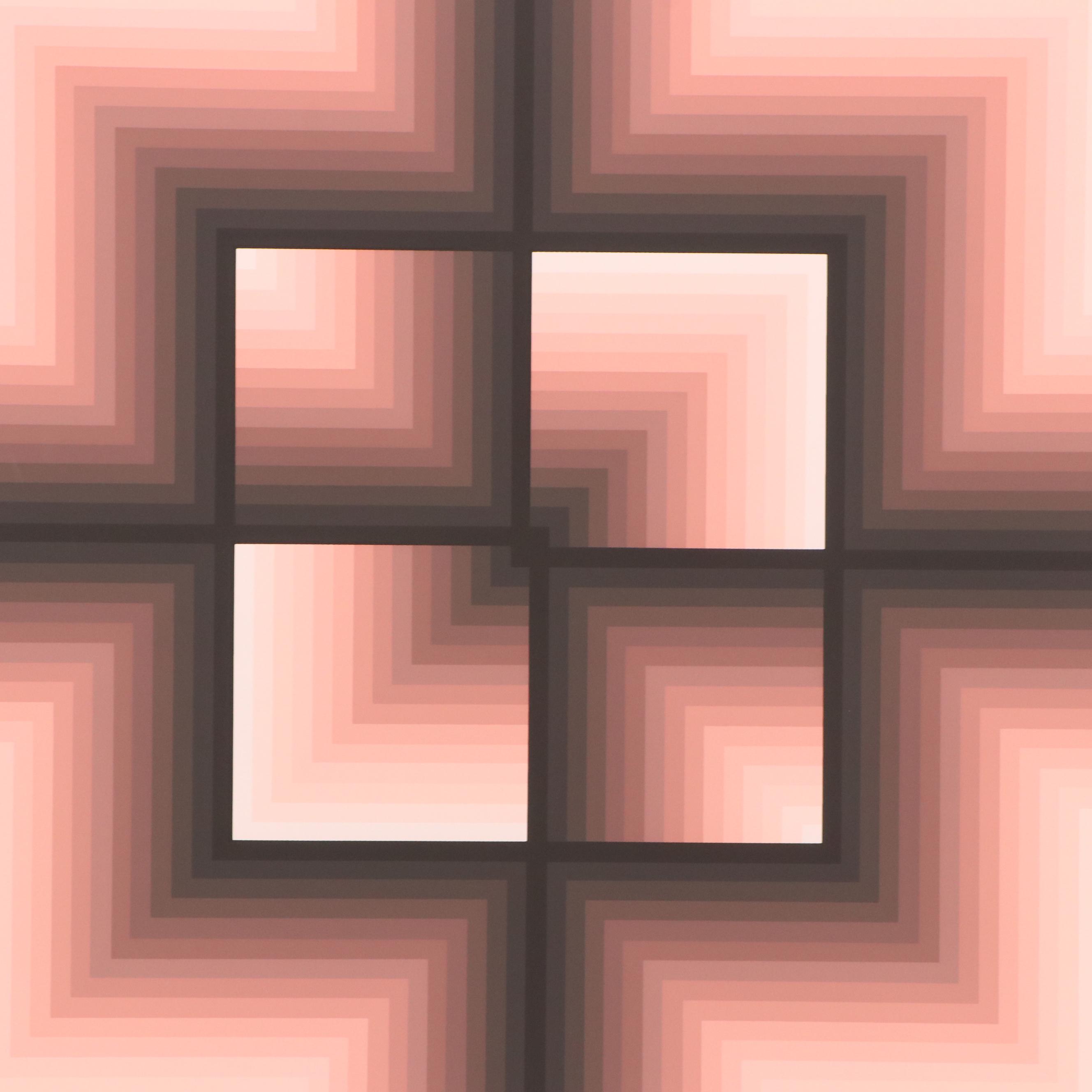 Jurgen Peters Op Art Serigraph "Window Motif," 1982