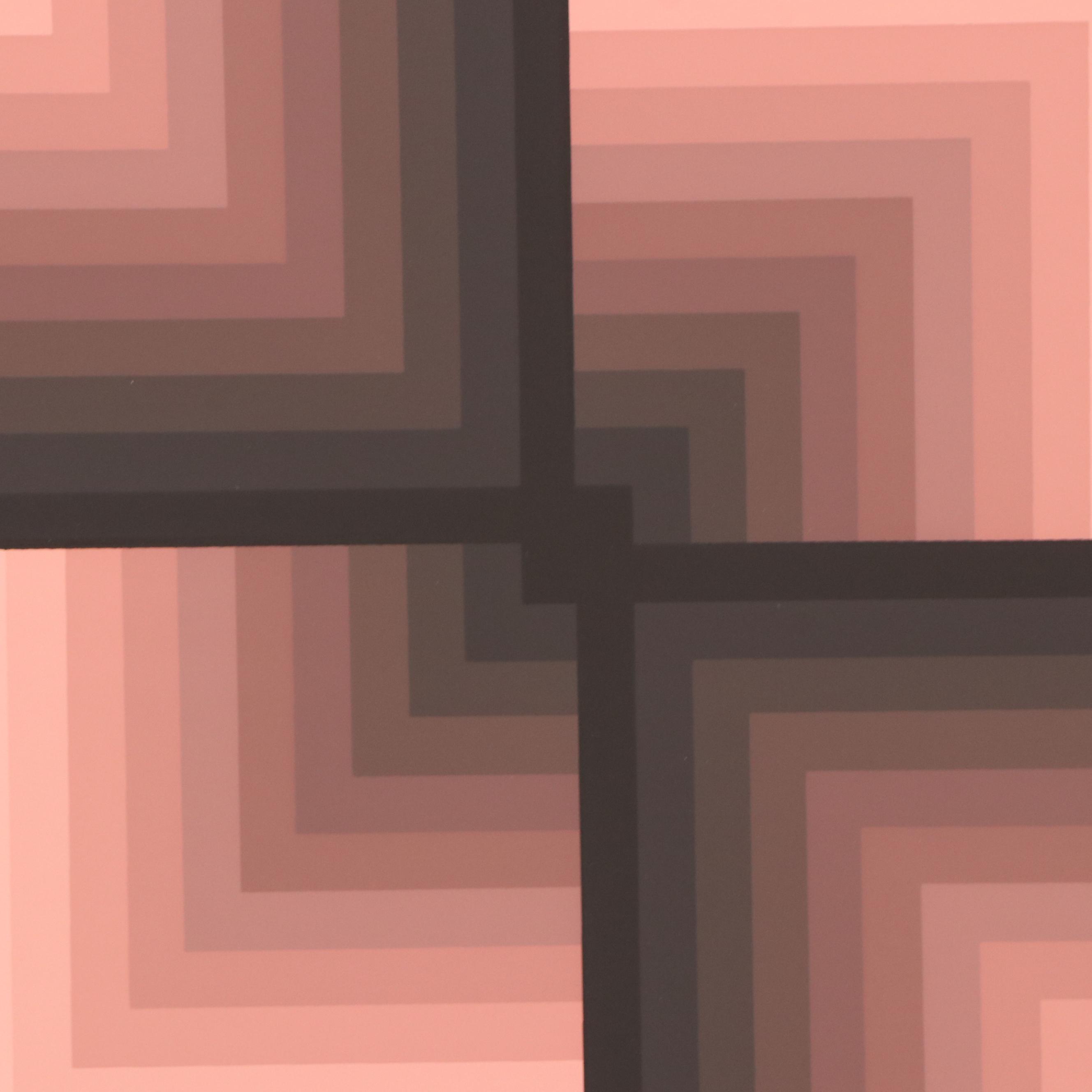 Jurgen Peters Op Art Serigraph "Window Motif," 1982