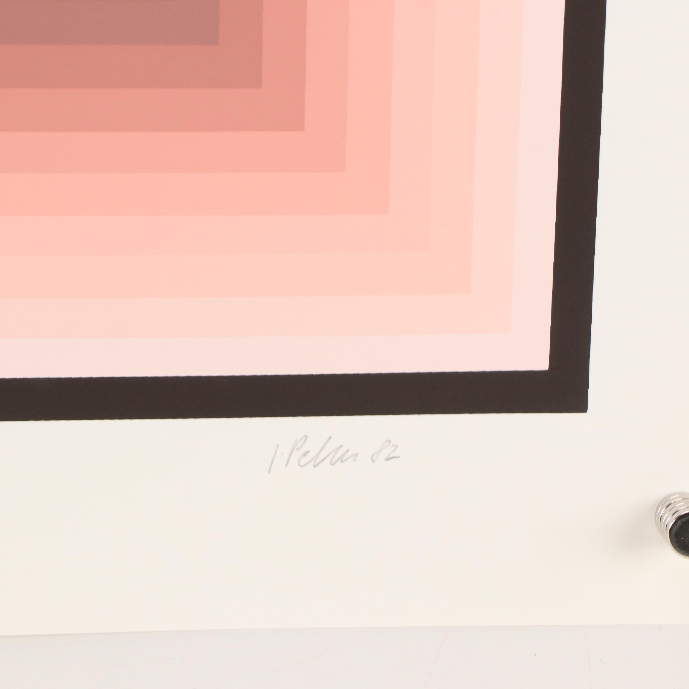 Jurgen Peters Op Art Serigraph "Window Motif," 1982