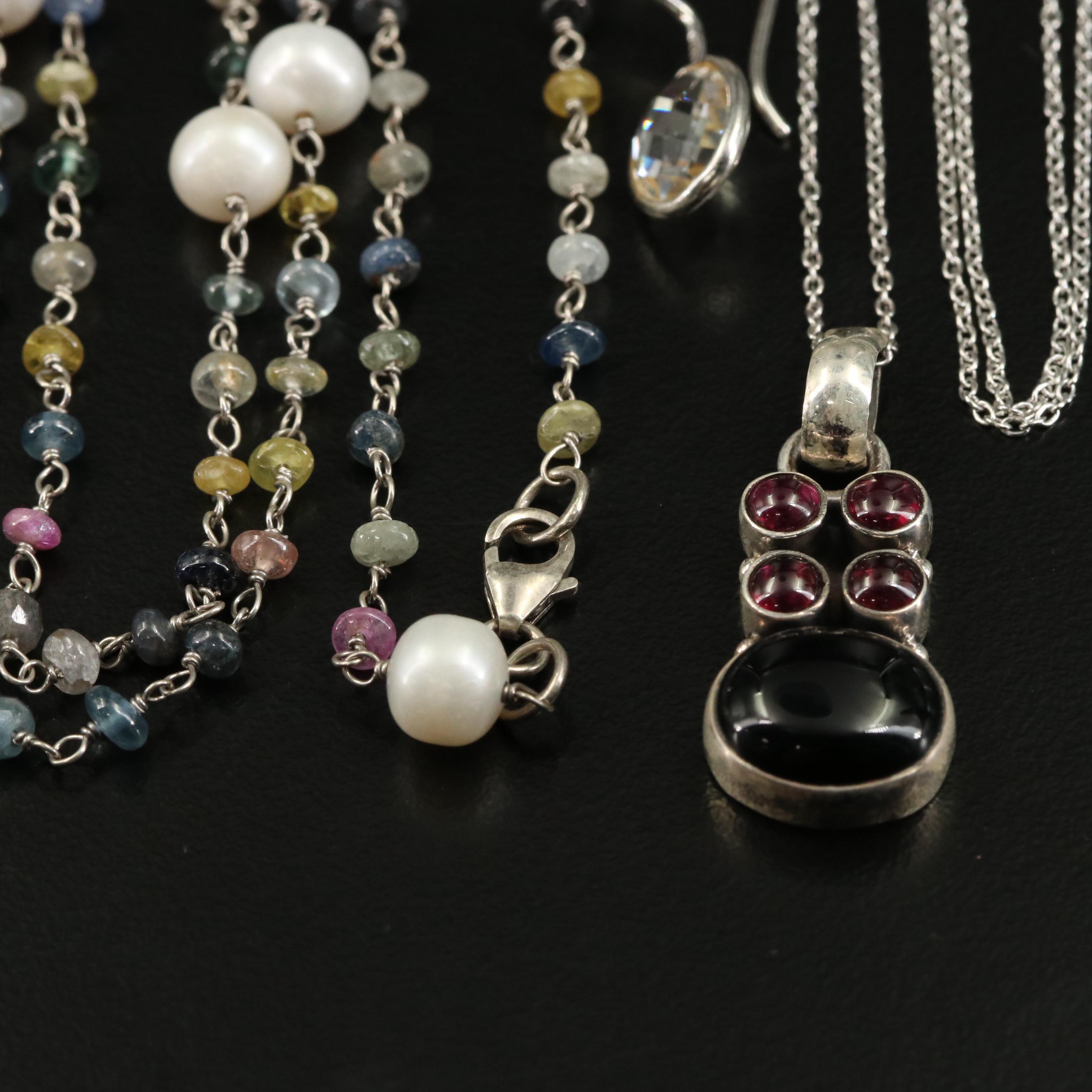 14 Assorted Sterling Silver Rings, Necklaces, Earrings, and Pendants