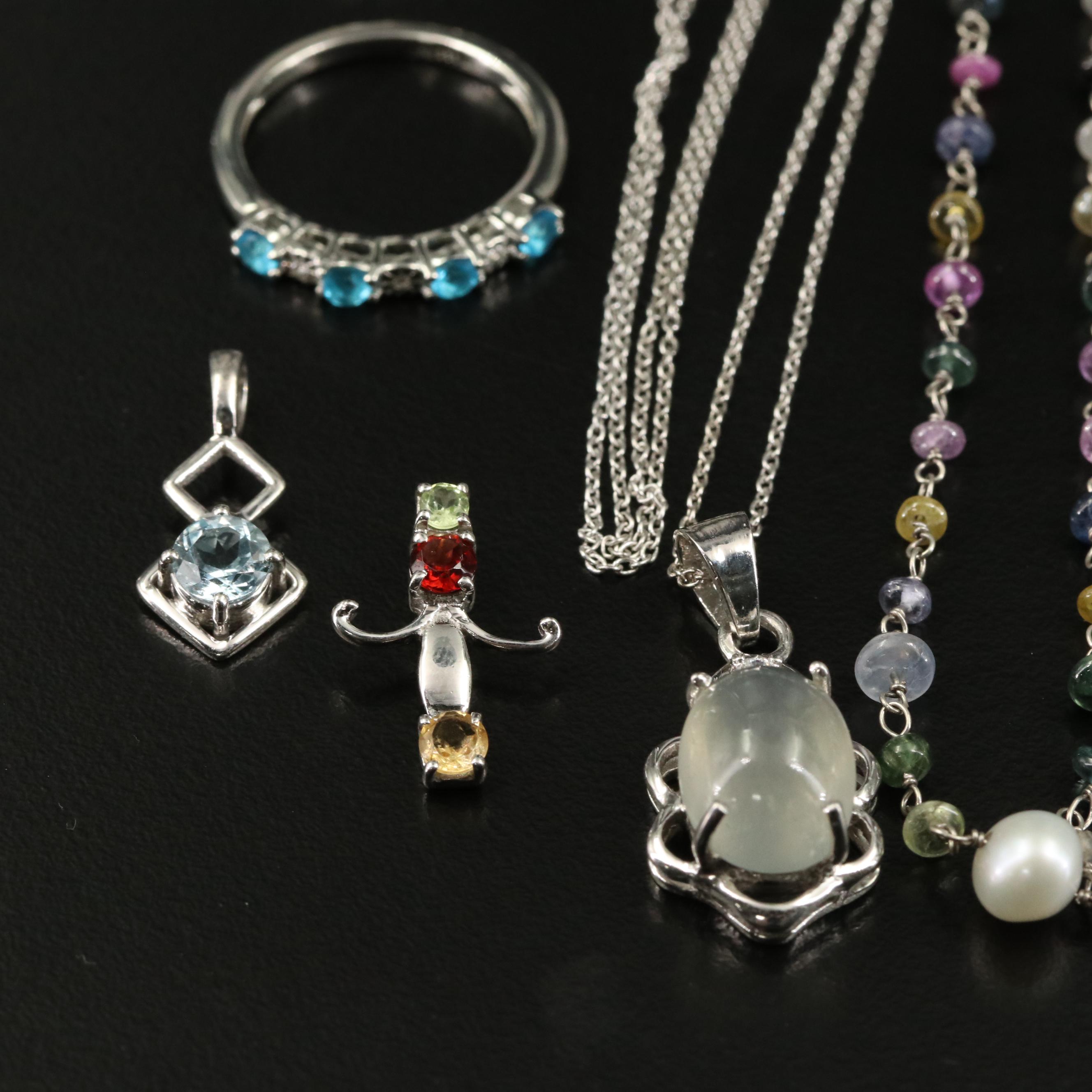 14 Assorted Sterling Silver Rings, Necklaces, Earrings, and Pendants