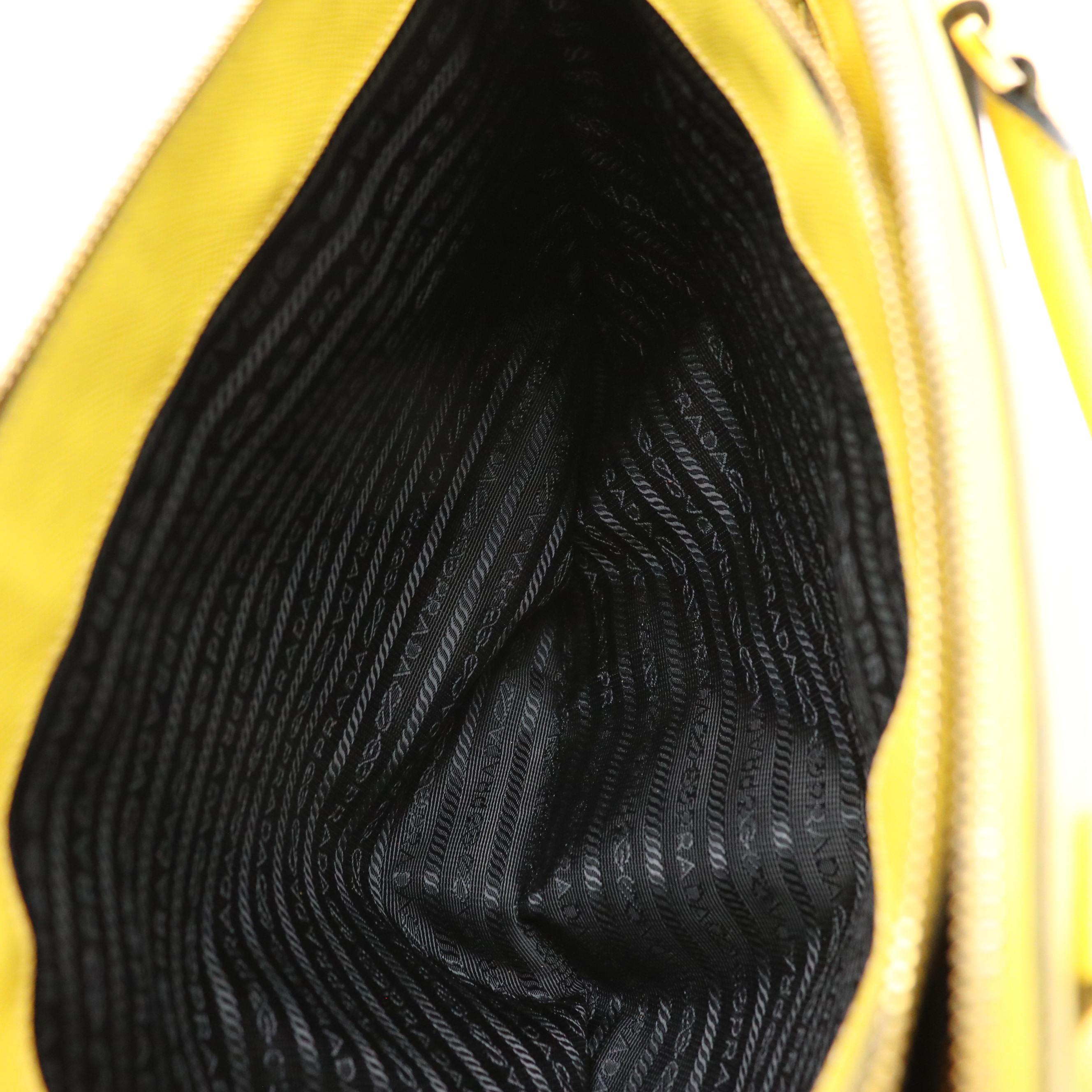 Prada Galleria Yellow Saffiano Lux Leather Double-Zip Pocket Two-Way Bag