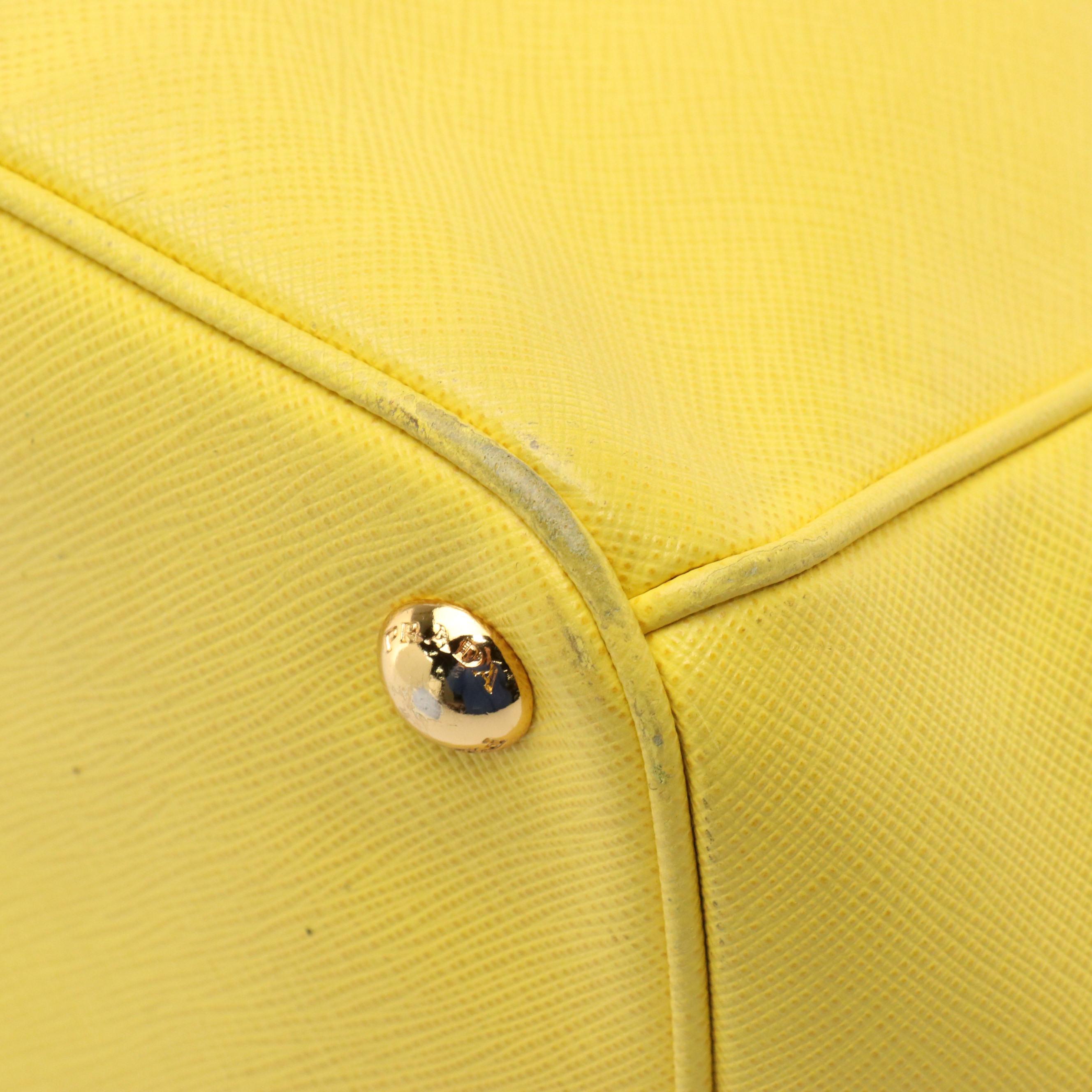 Prada Galleria Yellow Saffiano Lux Leather Double-Zip Pocket Two-Way Bag