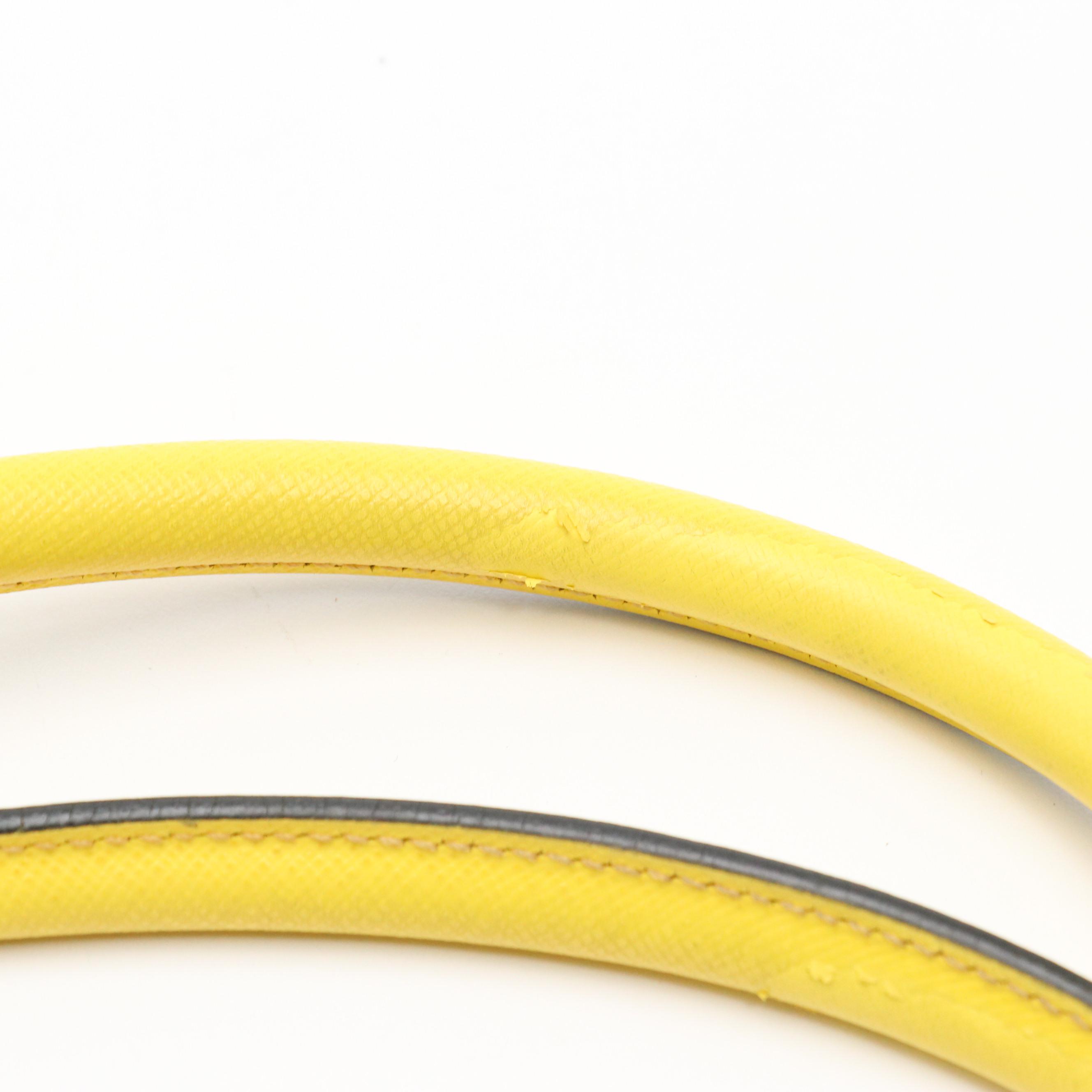 Prada Galleria Yellow Saffiano Lux Leather Double-Zip Pocket Two-Way Bag