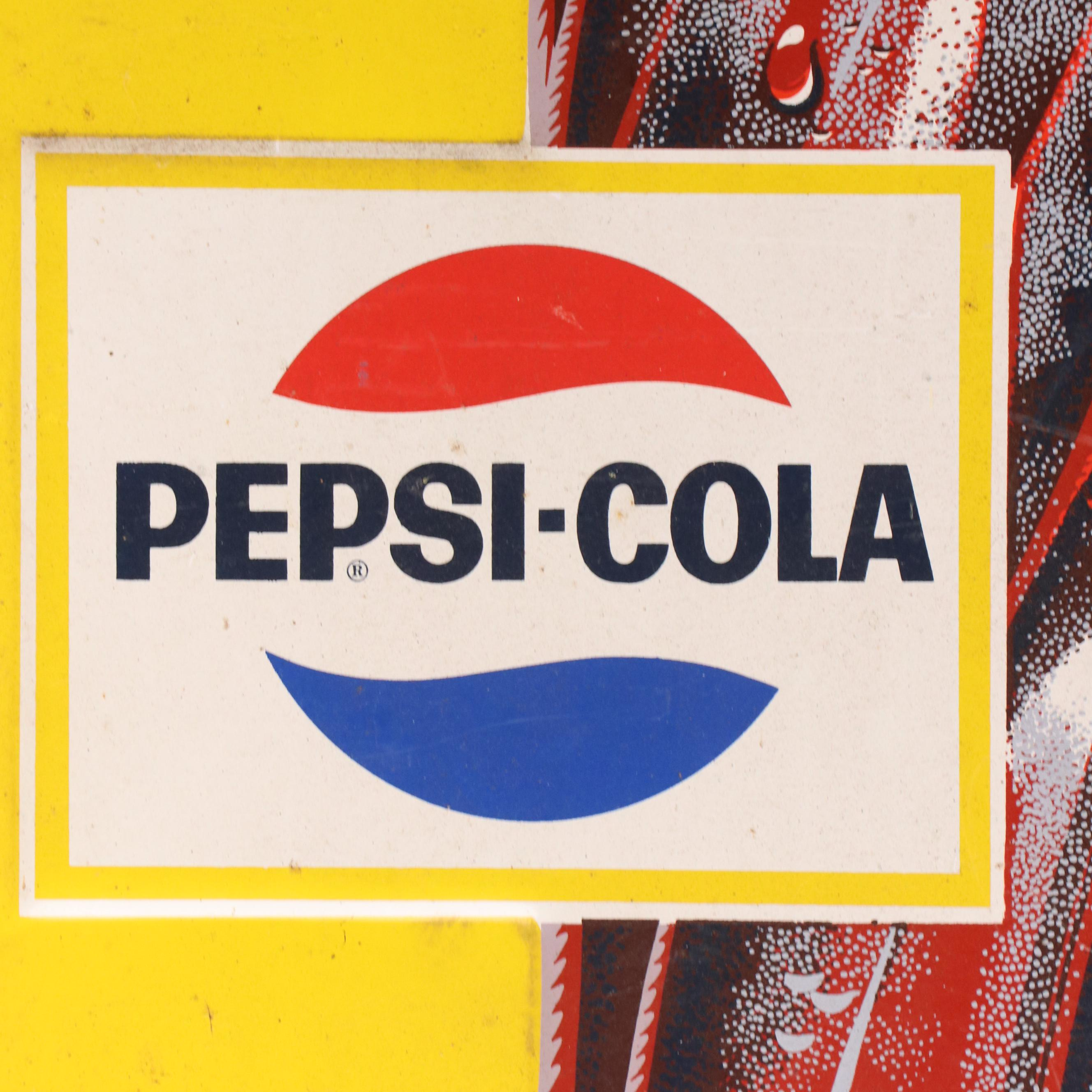 Pepsi-Cola Pressed Metal and Enamel Advertising Sign "Pepsi, Please," circa 1960