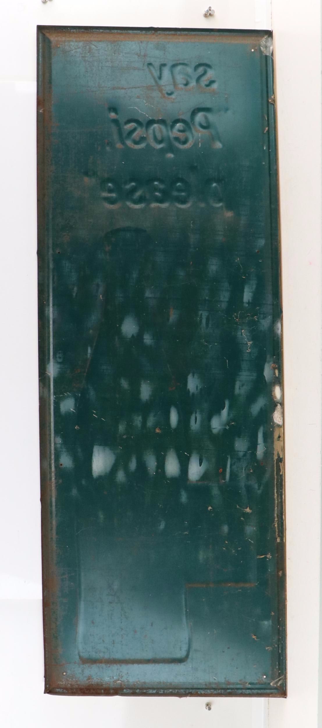 Pepsi-Cola Pressed Metal and Enamel Advertising Sign "Pepsi, Please," circa 1960