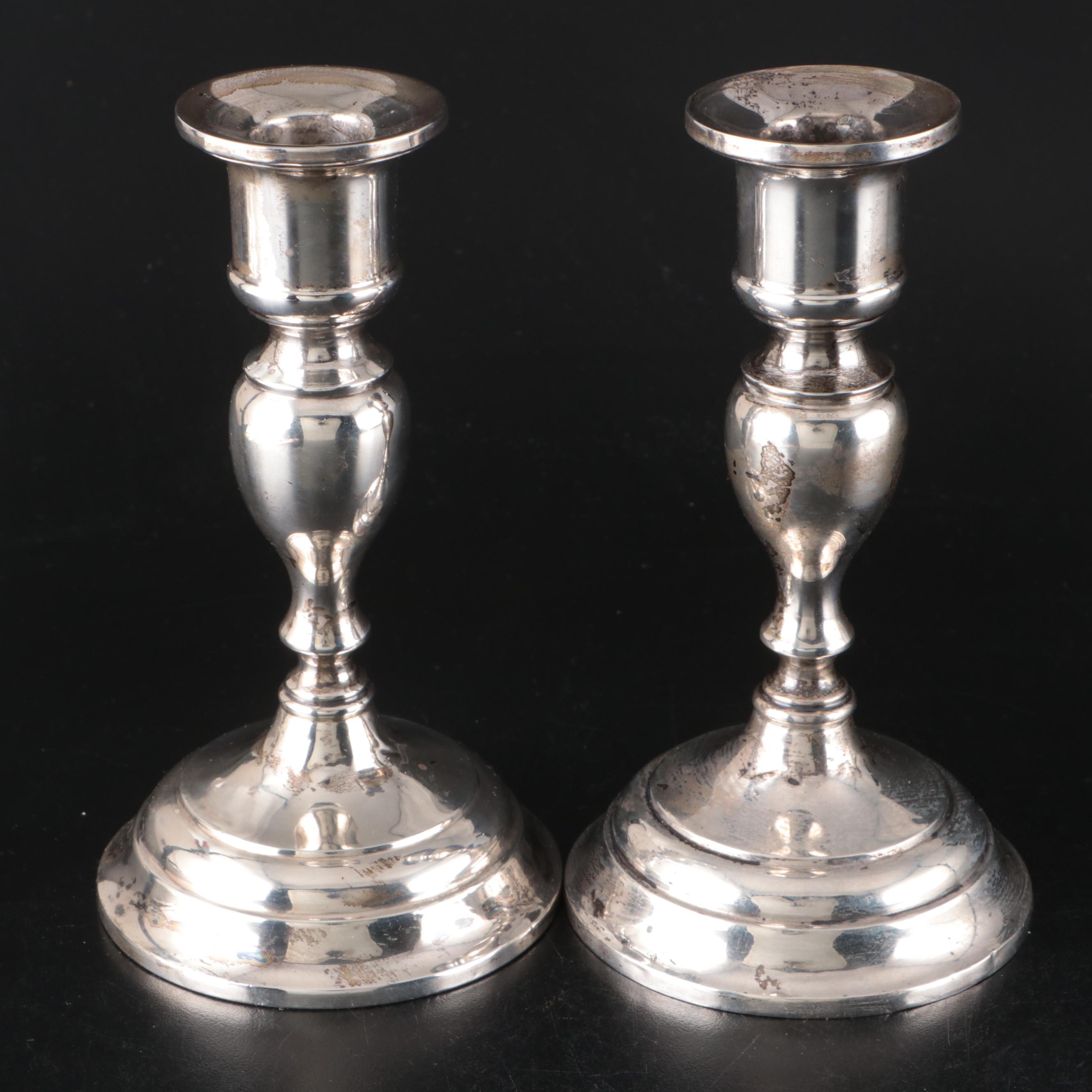Acme Sterling Weighted Candle Holders, Matched Pair