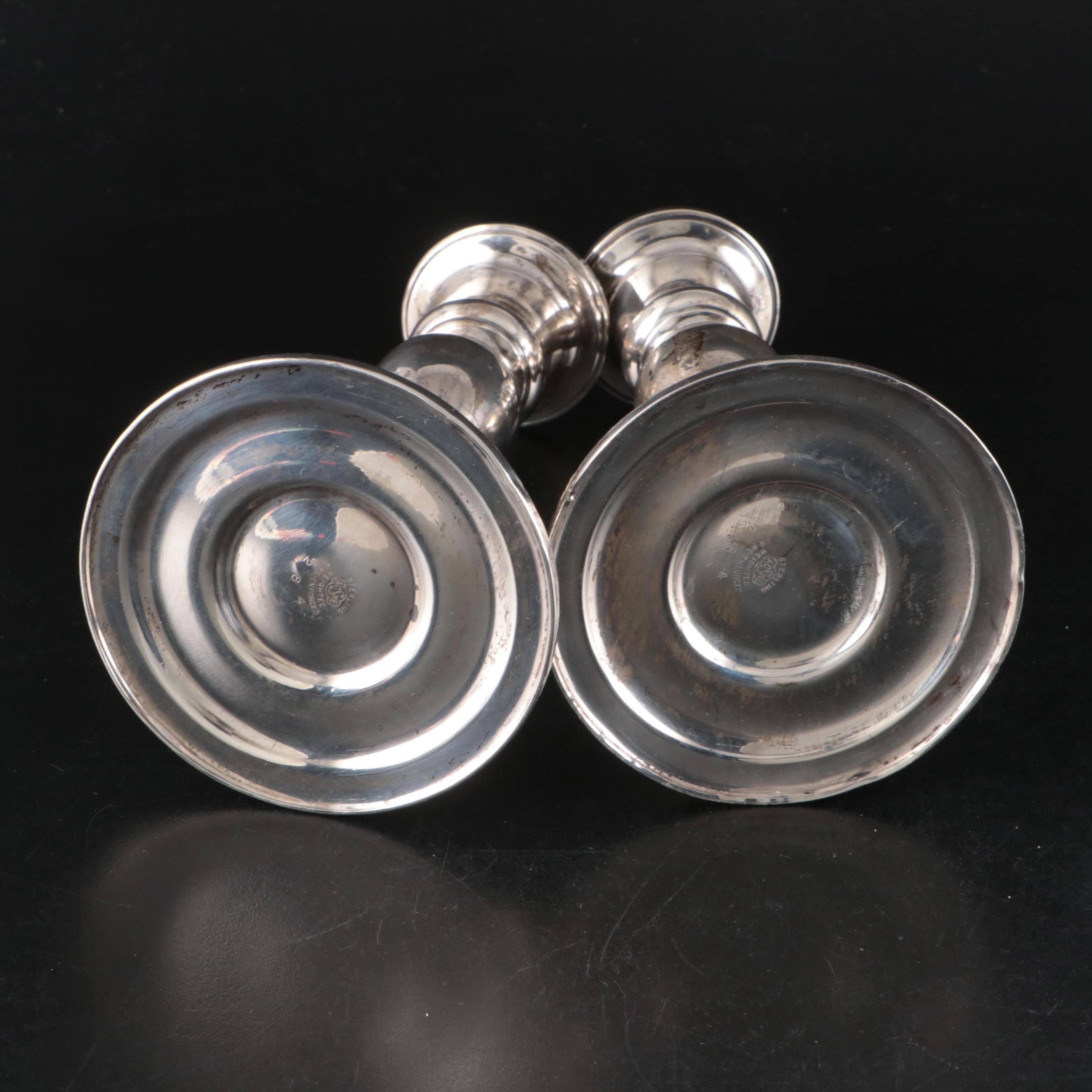 Acme Sterling Weighted Candle Holders, Matched Pair