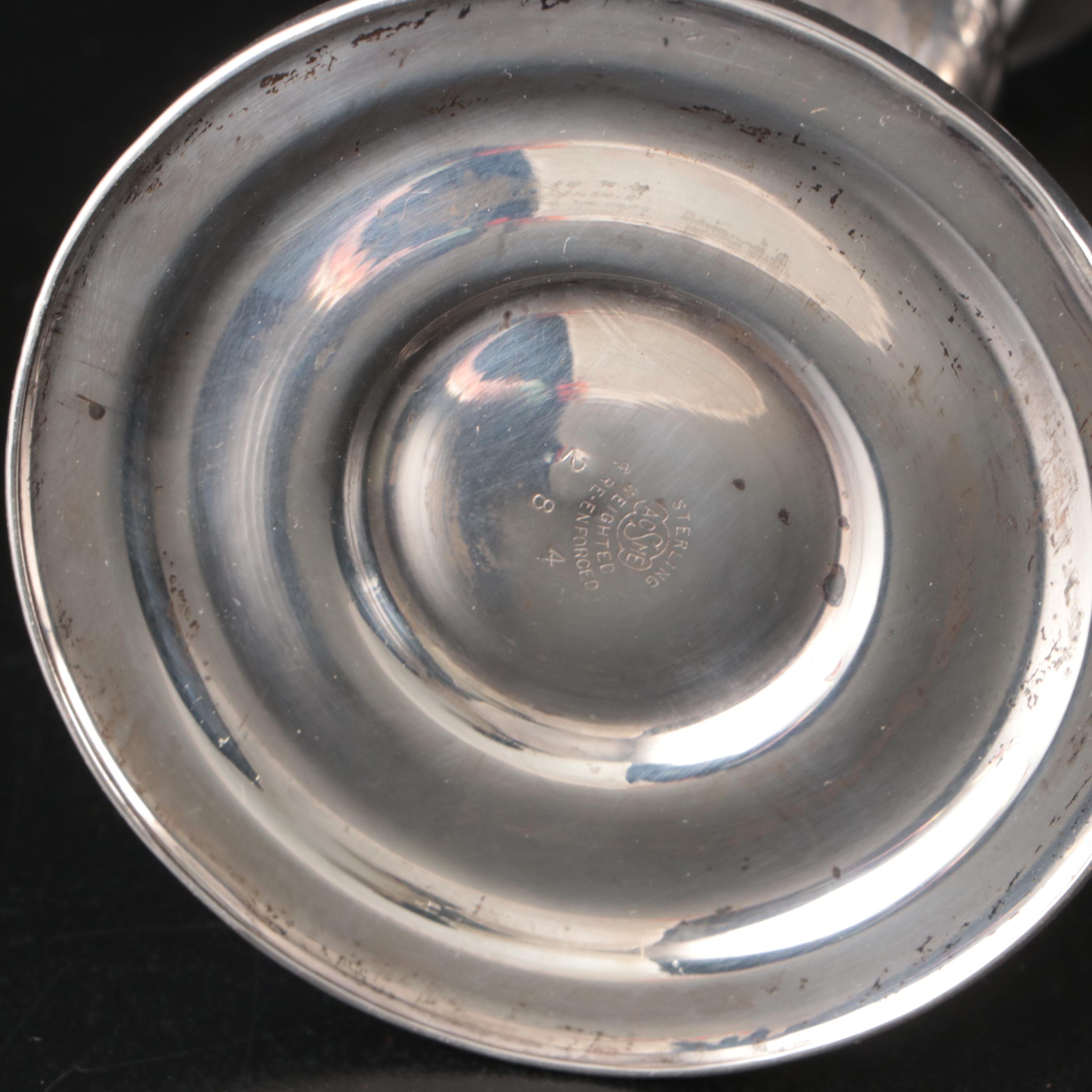 Acme Sterling Weighted Candle Holders, Matched Pair