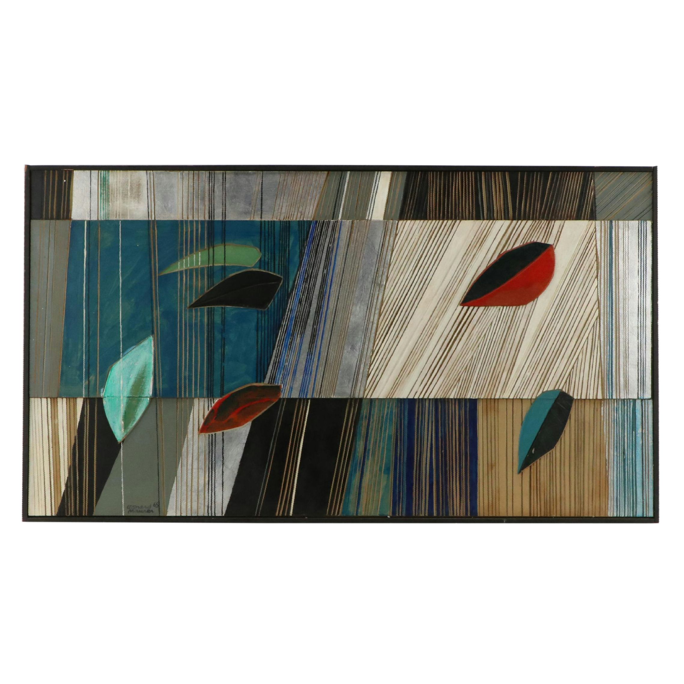 Leonard Maurer Wood Assemblage Relief "Rain," 1965