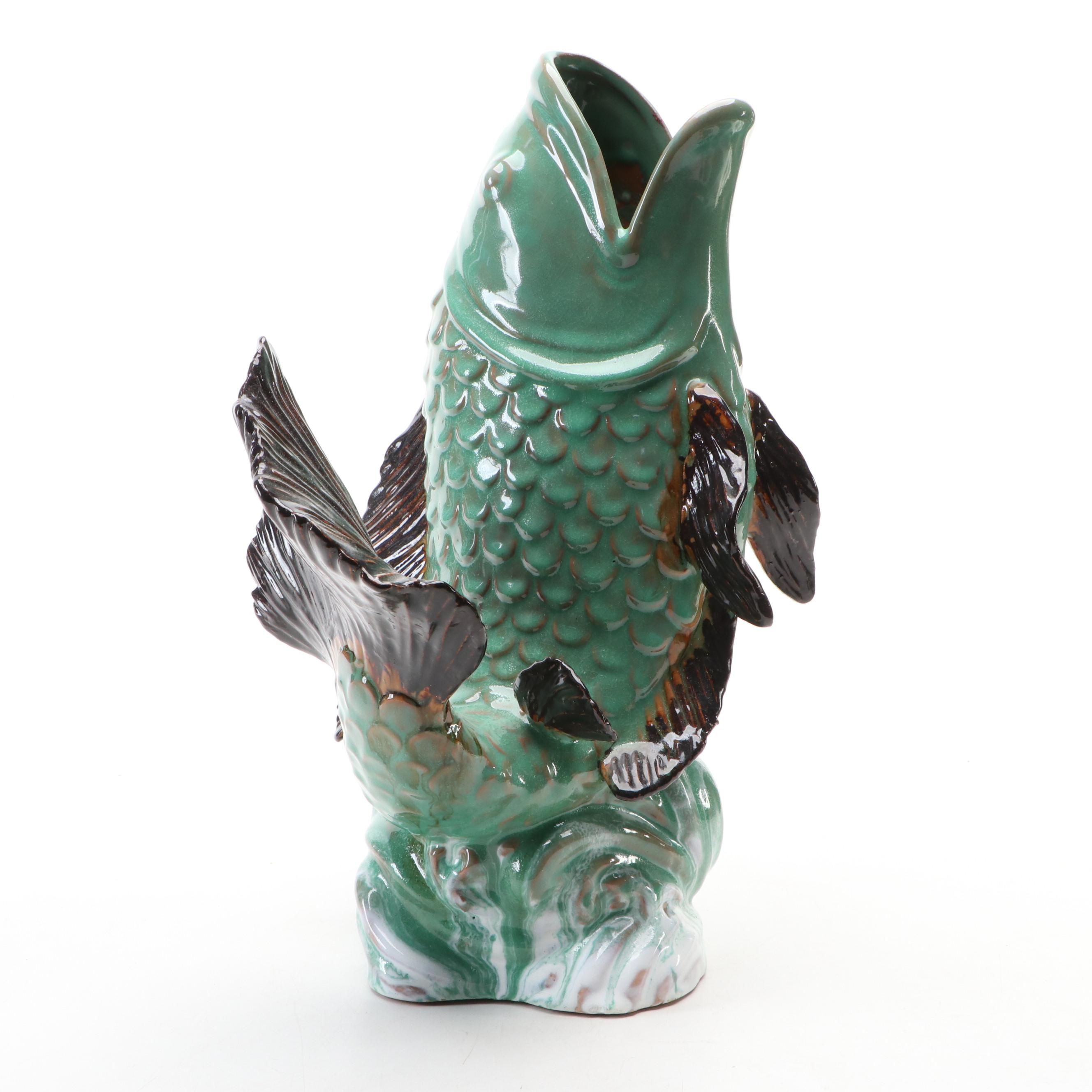 Chinese Majolica Jumping Fish Vase