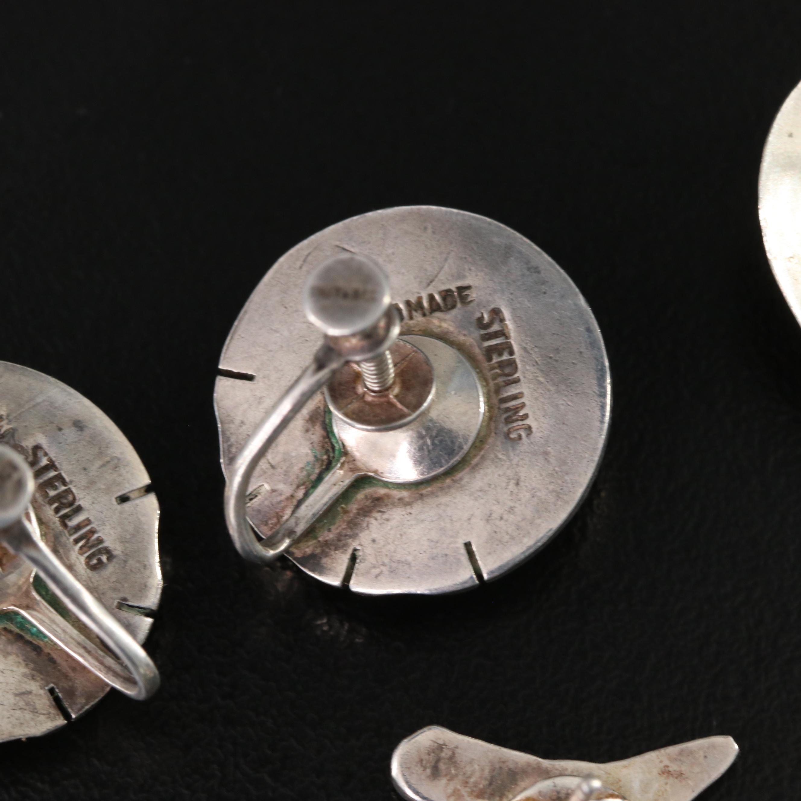 Sterling Earrings & Ring Collection Including Pearl and Mother-of-Pearl