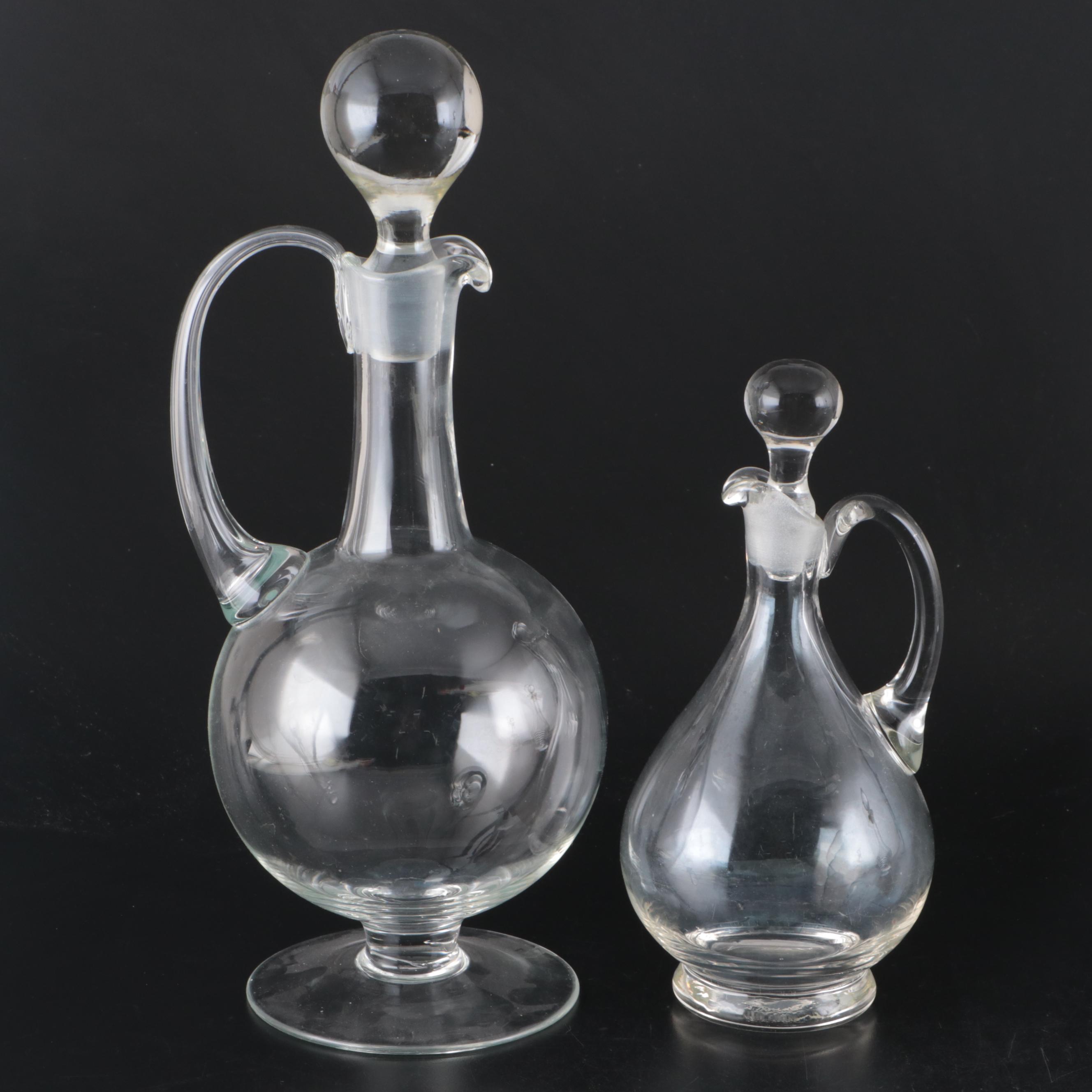 Glass Decanters with Metal Decanter Tags and Candle Snuffer