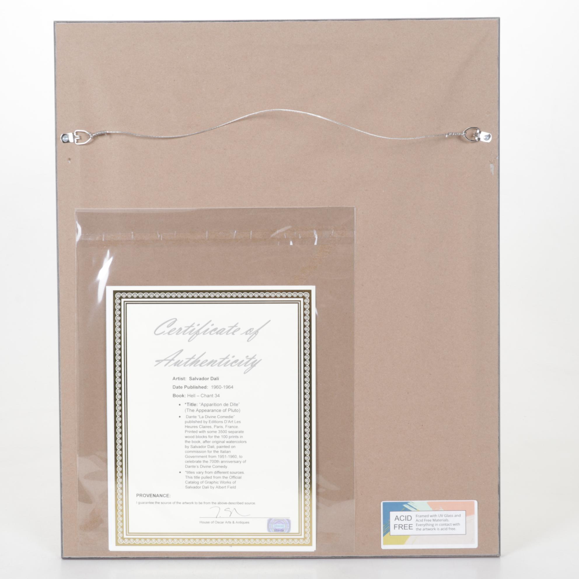 Salvador Dalí Wood Engraving "Apparition de Dite," 1960-1964