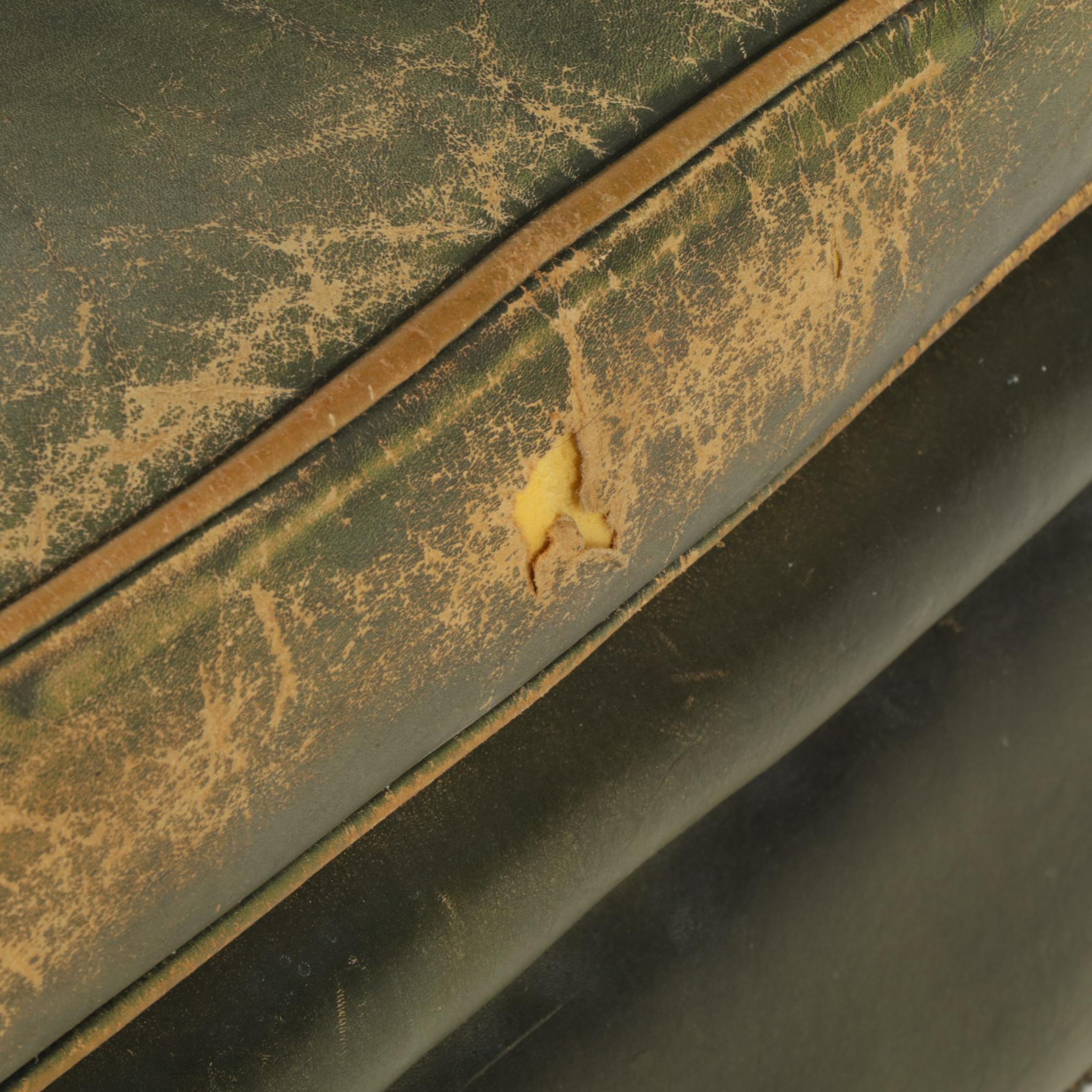 Chesterfield Style Green Leather Sofa, Early to Mid-20th Century