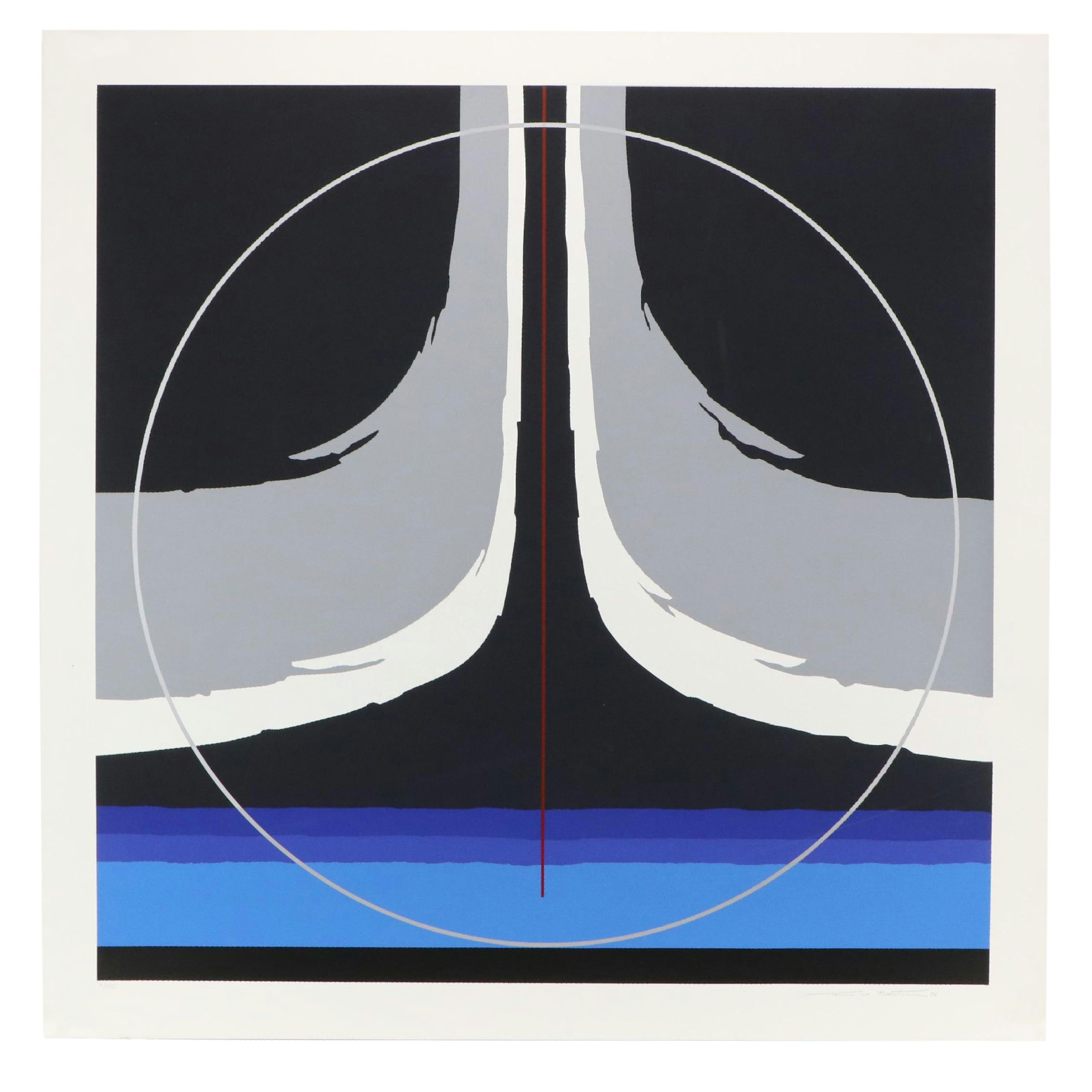 Thomas Whelan Benton Abstract Serigraph "Earthline Red," 1981