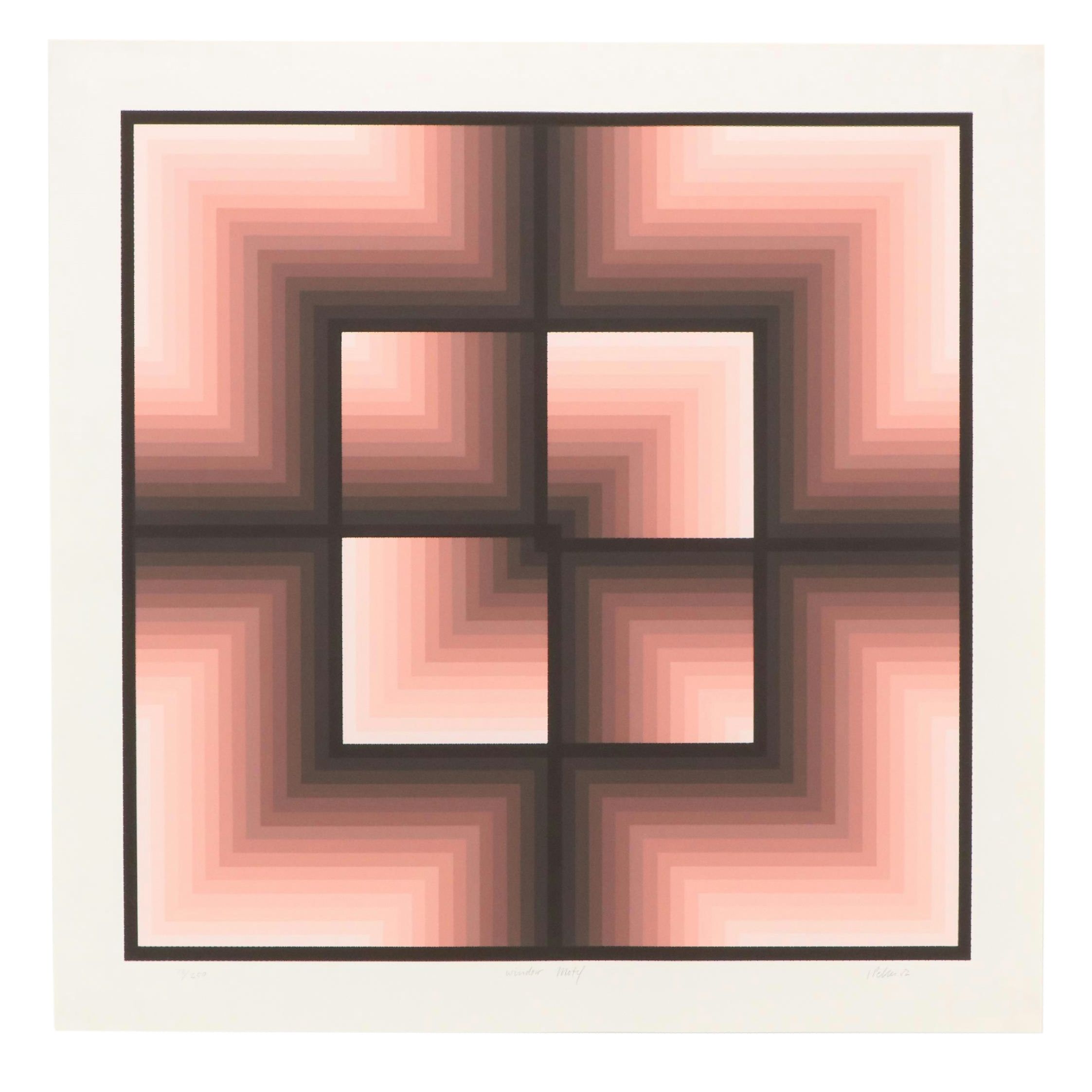 Jurgen Peters Op Art Serigraph "Window Motif," 1982