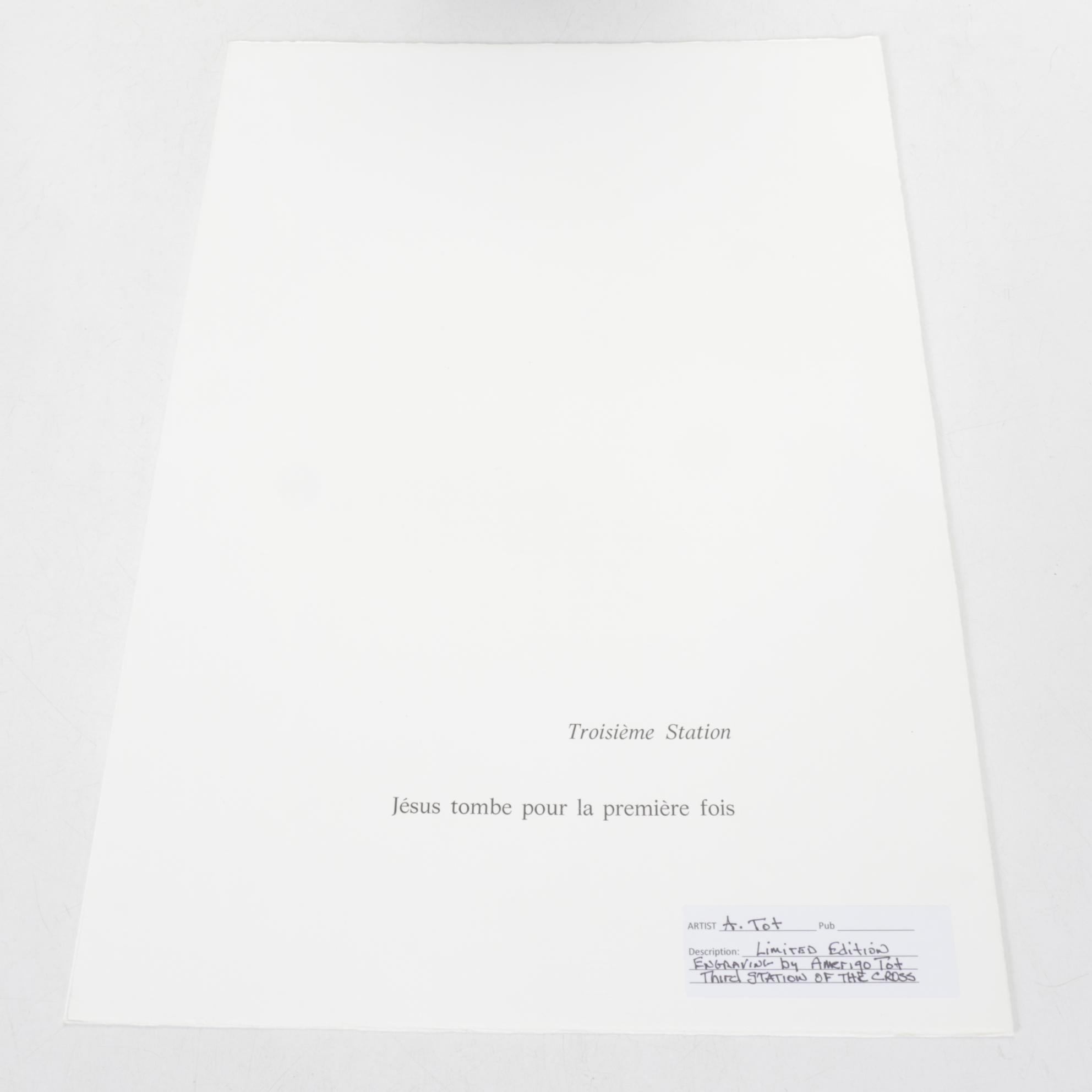 Amerigo Tot Limited Engraving "Troisième Station" from "Chemin de Croix"