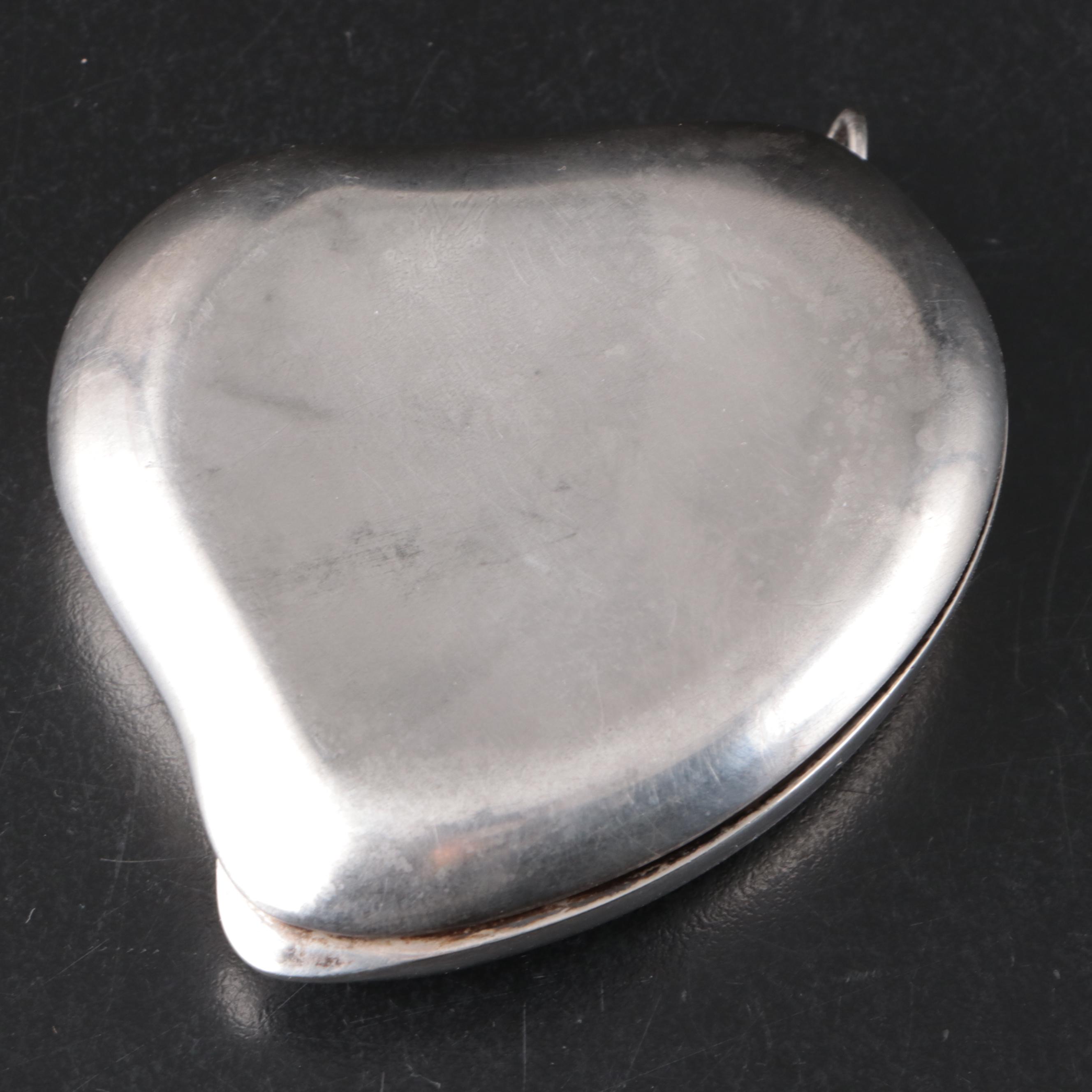 Elsa Peretti for Halston Silver Plate Heart Compact, c. 1975