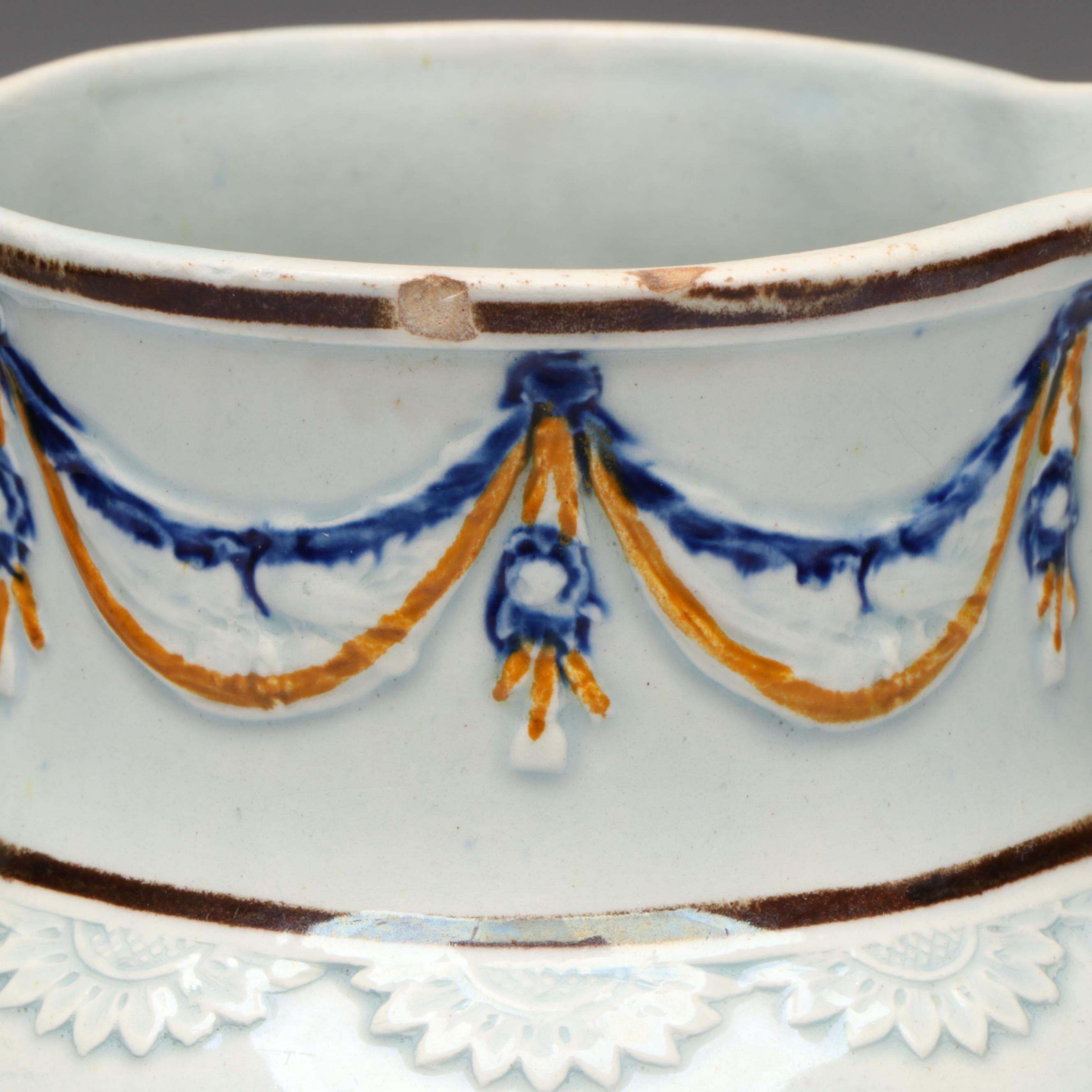 English Prattware Admiral Nelson and Ships Polychrome Ceramic Jug, 19th C.