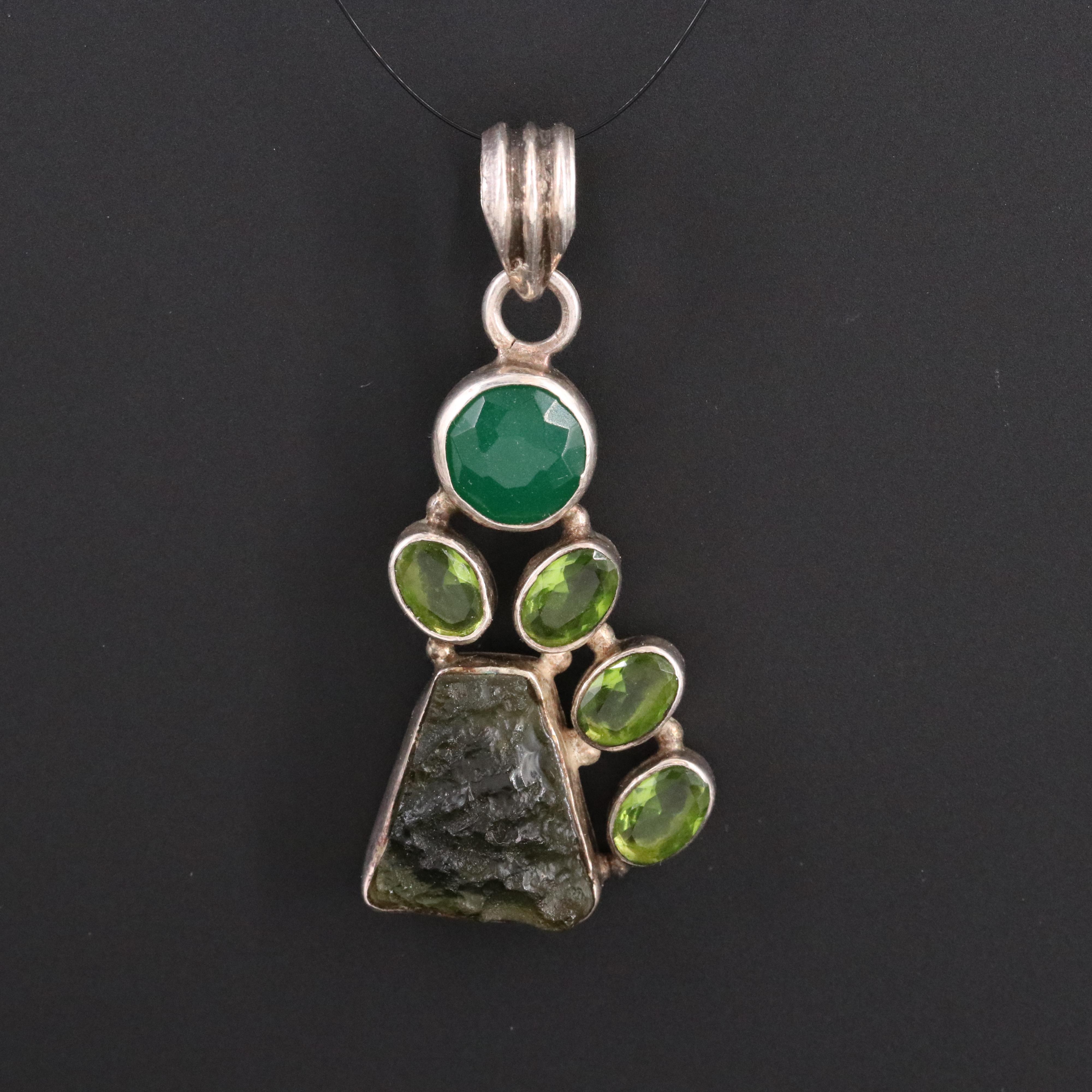 Sterling Green Imitation Stone Pendant