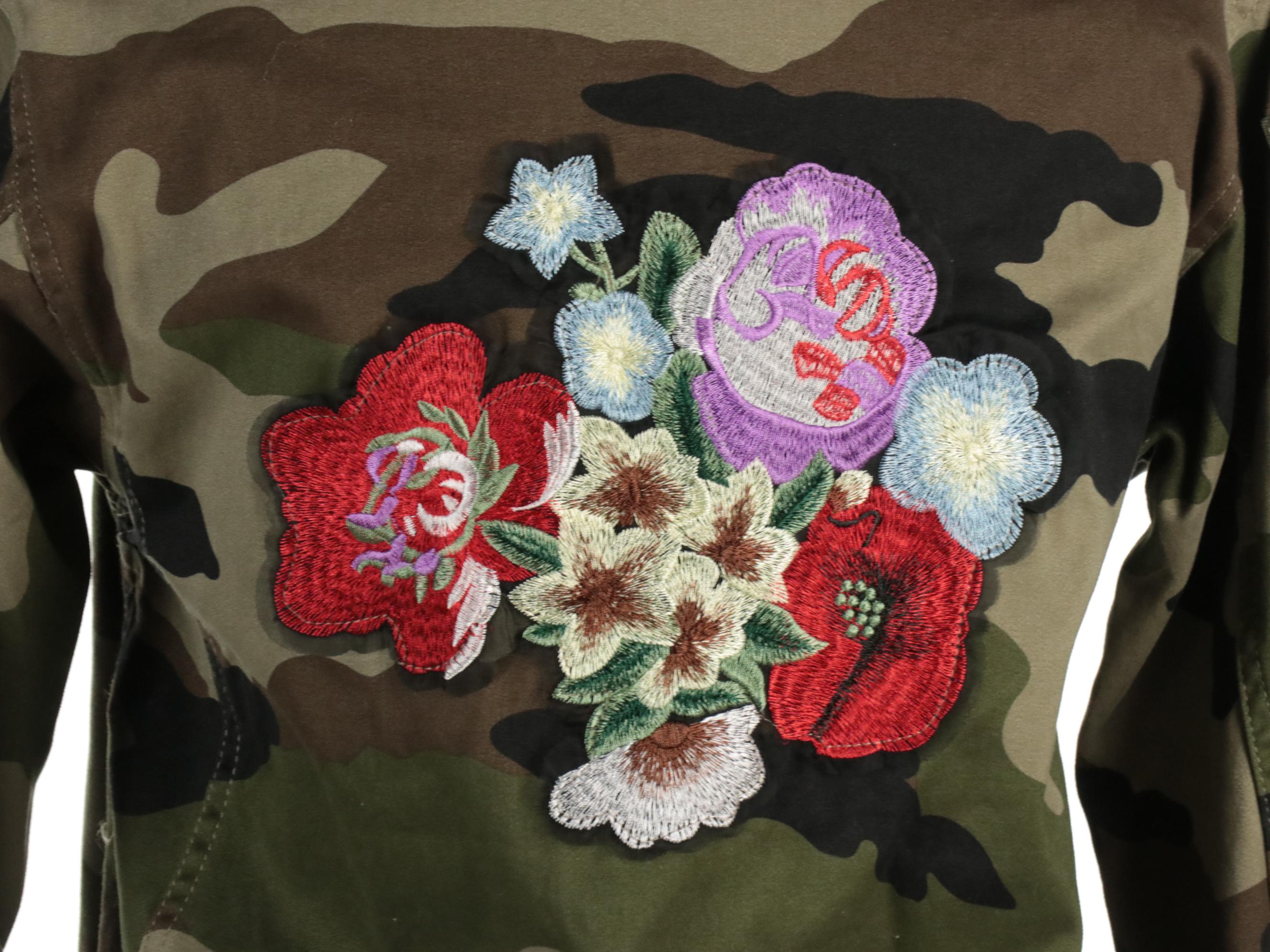 Romeo + Juliet Embroidered Camo Jacket & Zara Olive Lightweight Peplum Jacket