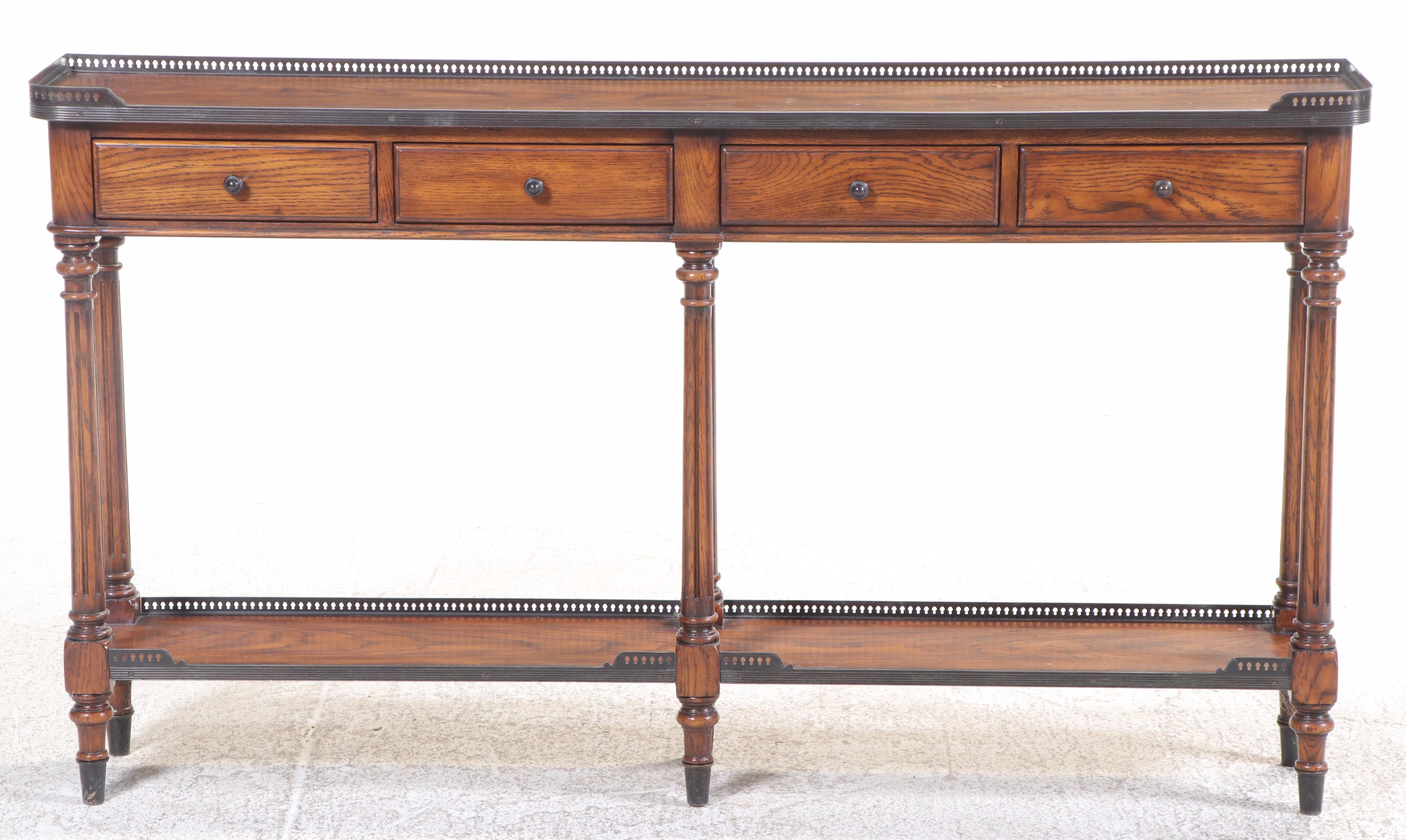Theodore Alexander Louis XV Style "The Narrow" Console Table with Gallery Rail