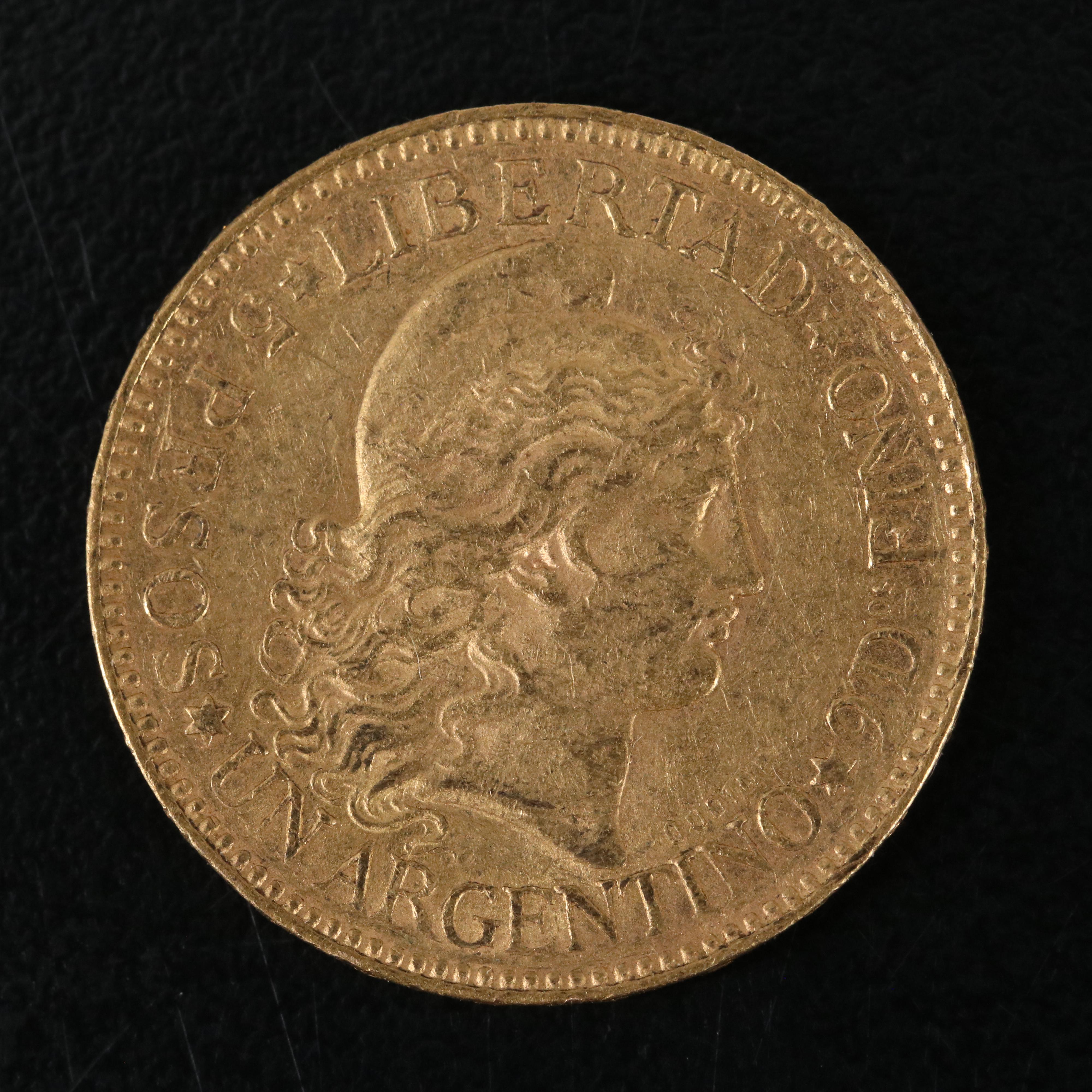 1886 Argentina Five Pesos Gold Coin