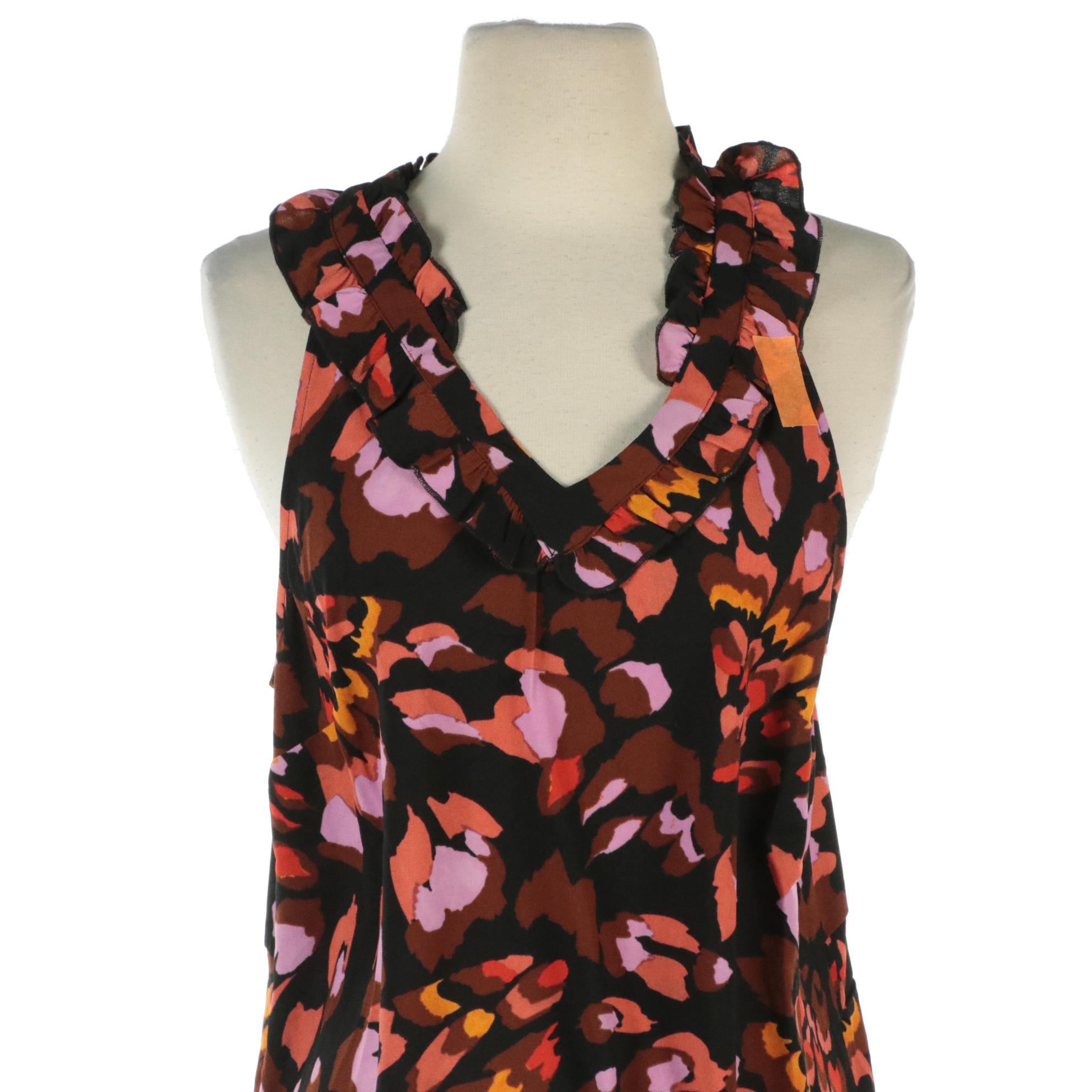 Cabi Floral Print Ruffled V-Neck Shift Dress and Miami B&W Pleated Flare Dress