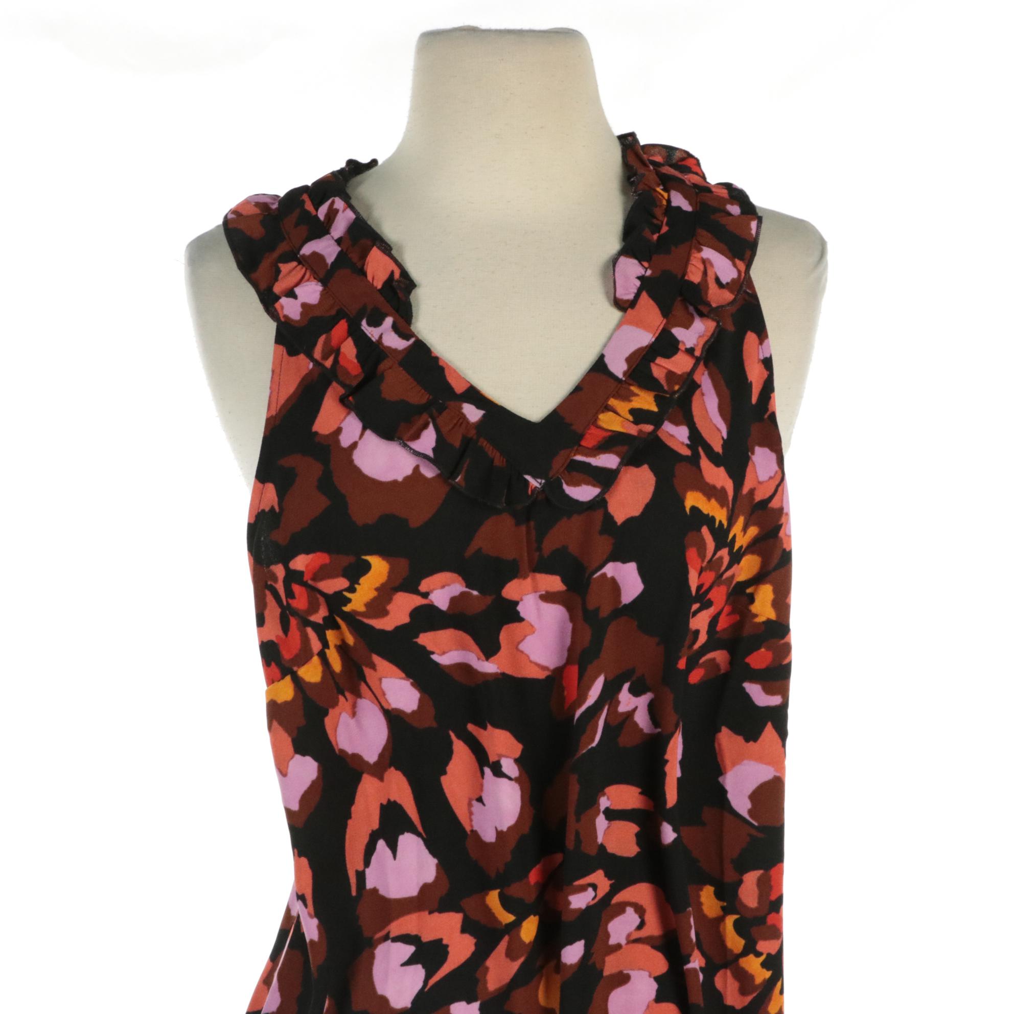 Cabi Floral Print Ruffled V-Neck Shift Dress and Miami B&W Pleated Flare Dress