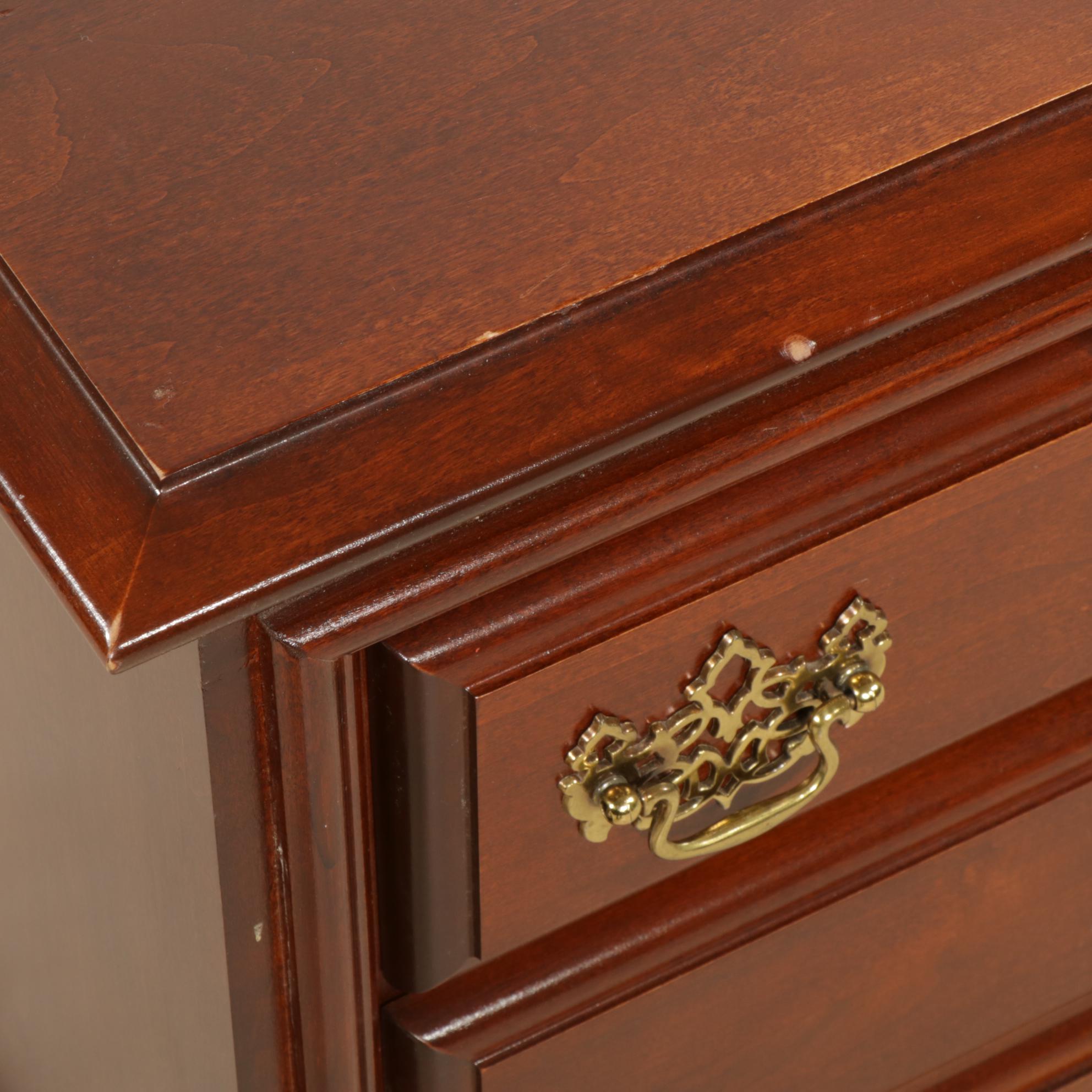 Chippendale Style Cherry Finished Small Chest of Drawers, Late 20th Century