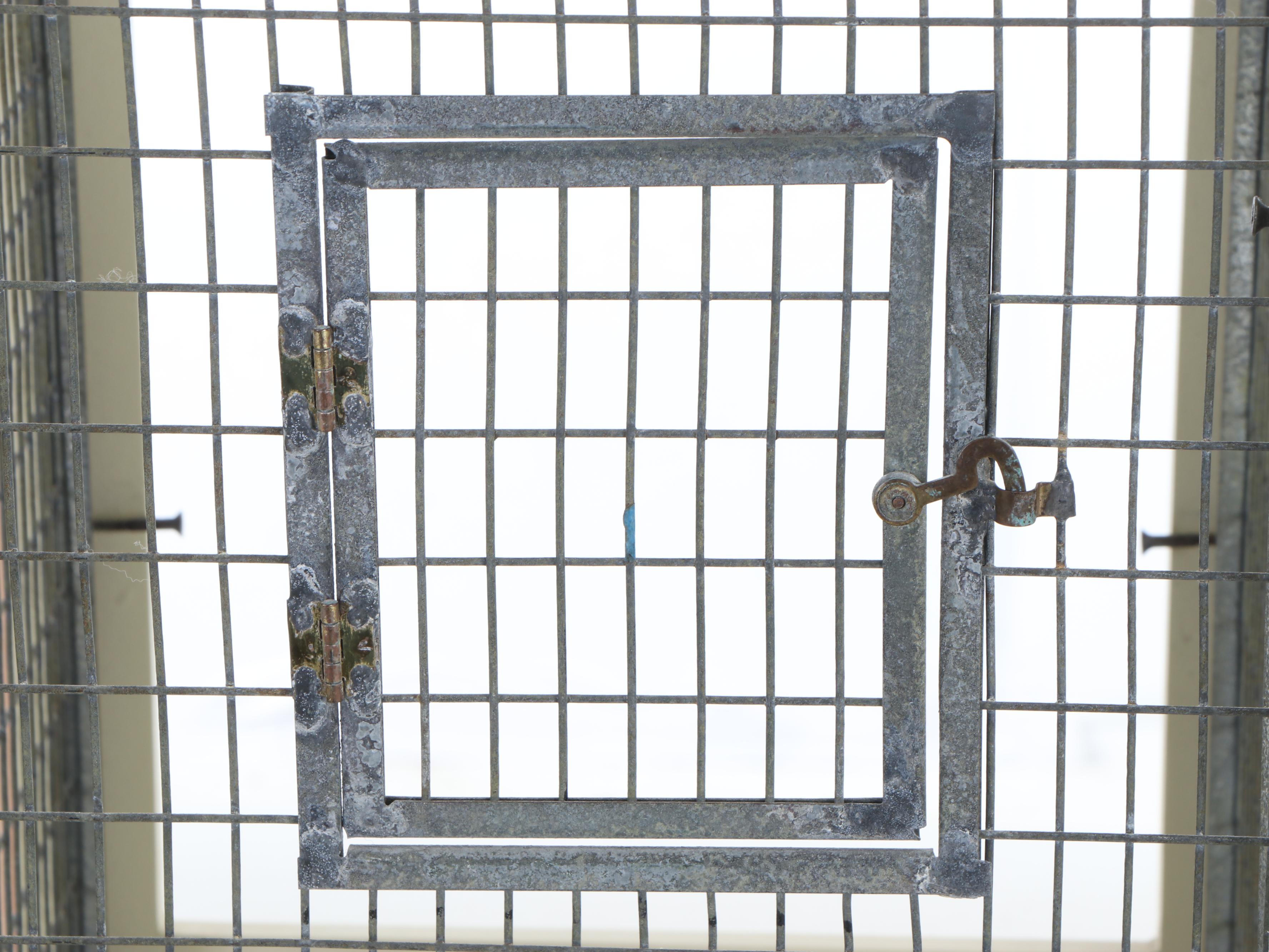 Metal Roofed Wooden Birdcage with Floral Motif