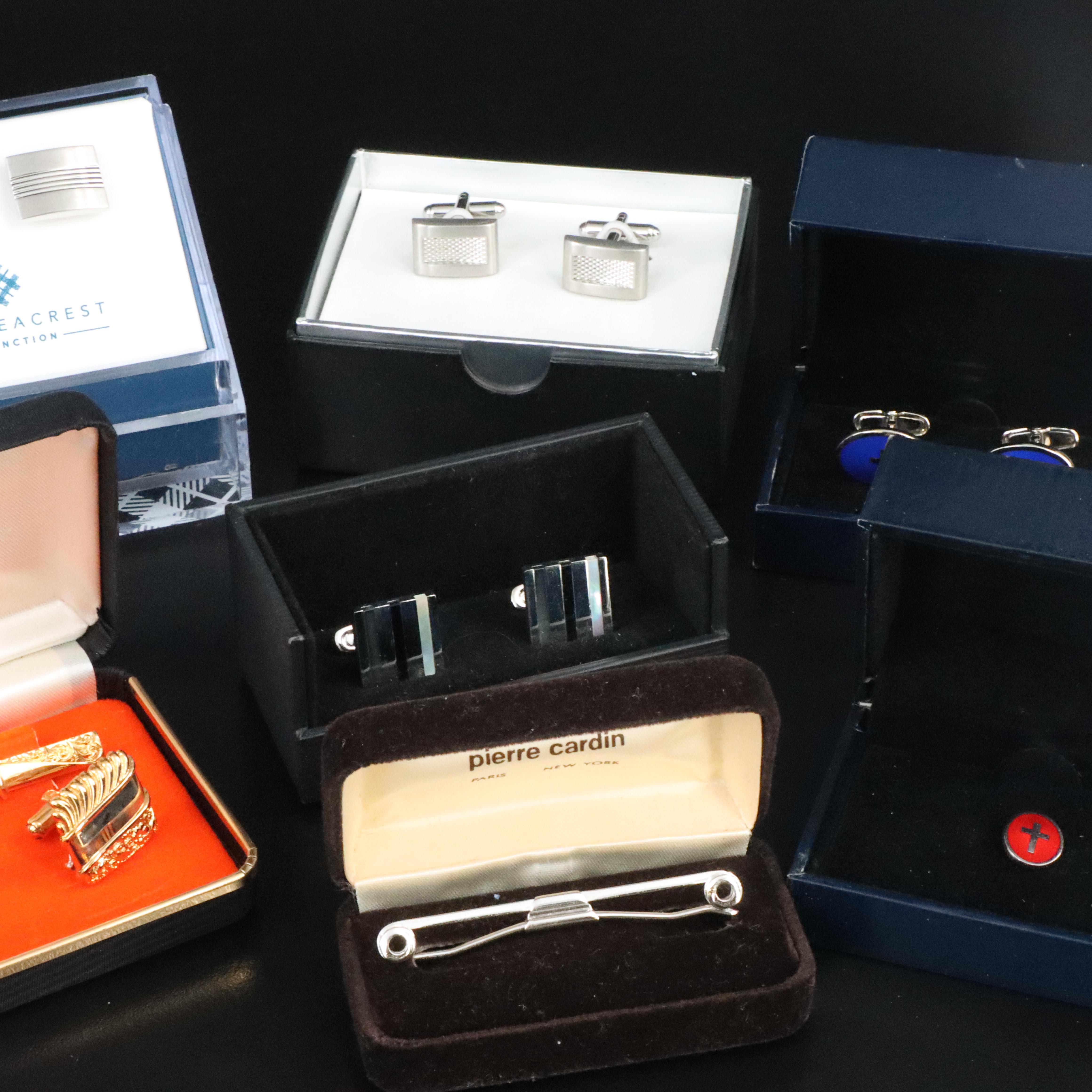 Collection of Cufflinks, Shirt Studs, Tie Bars and Pins Featuring Kenneth Cole