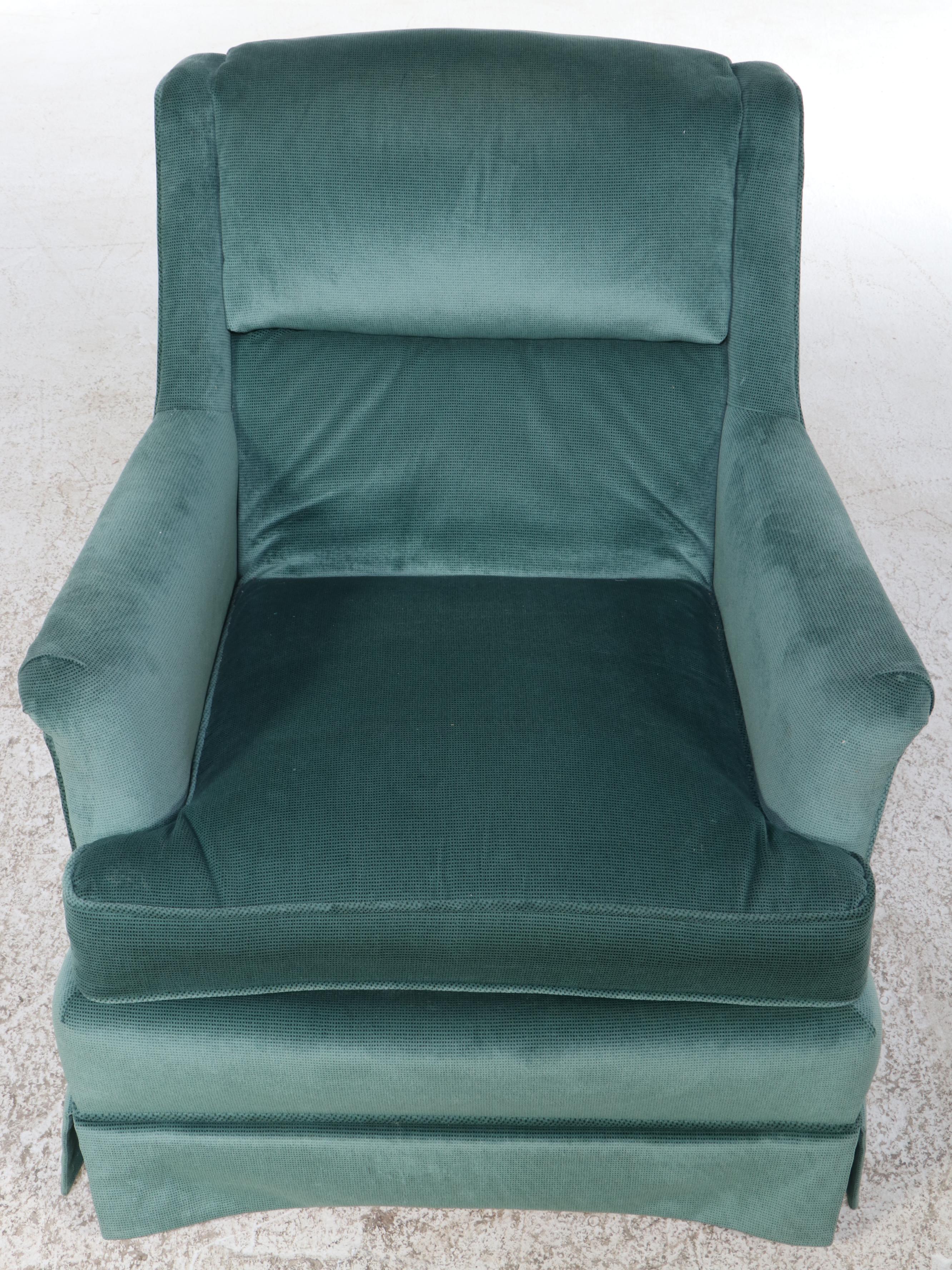 Mid Century Modern Style Upholstered Armchair and Ottoman