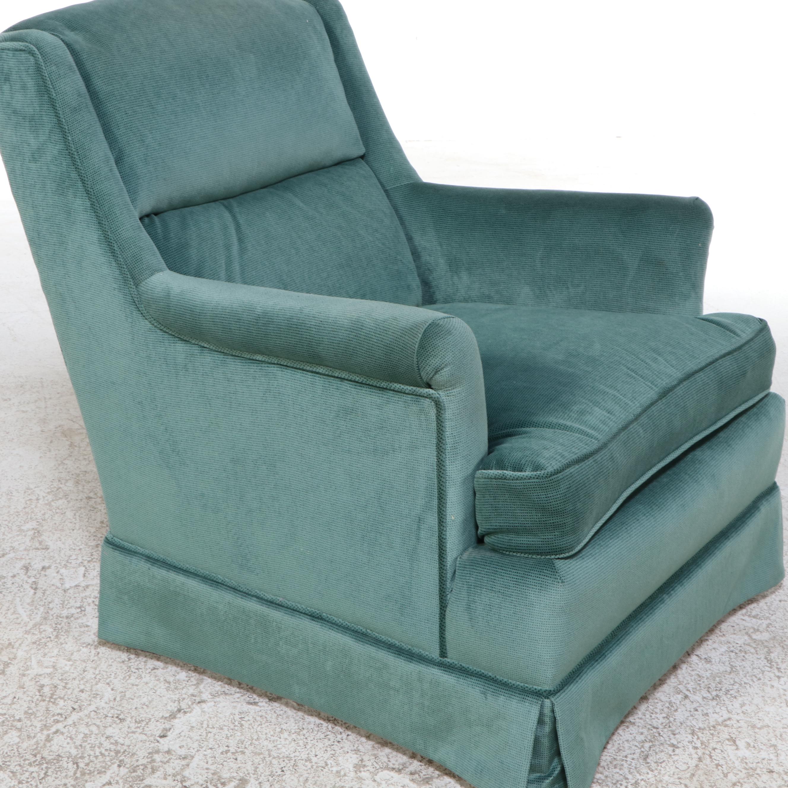 Mid Century Modern Style Upholstered Armchair and Ottoman