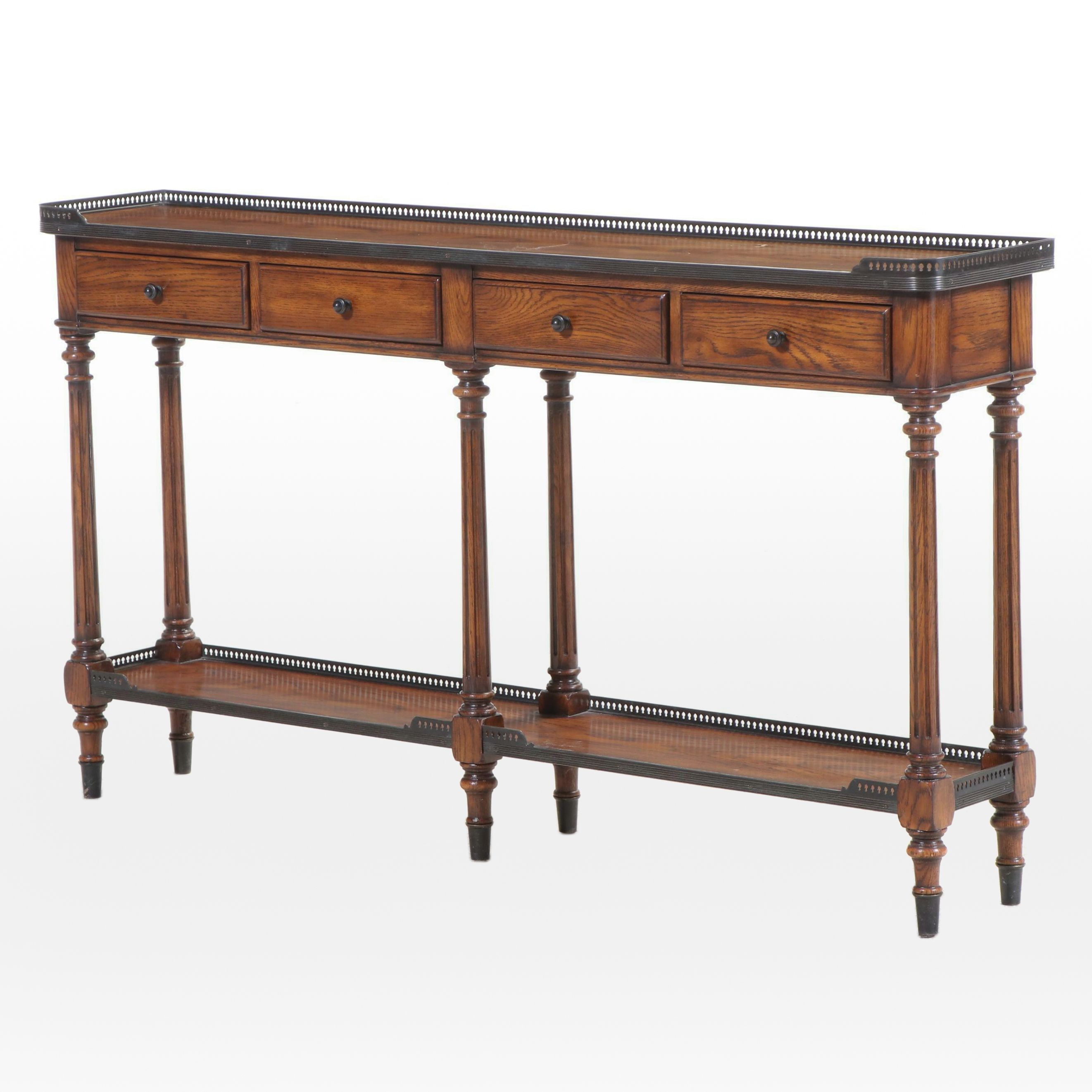 Theodore Alexander Louis XV Style "The Narrow" Console Table with Gallery Rail